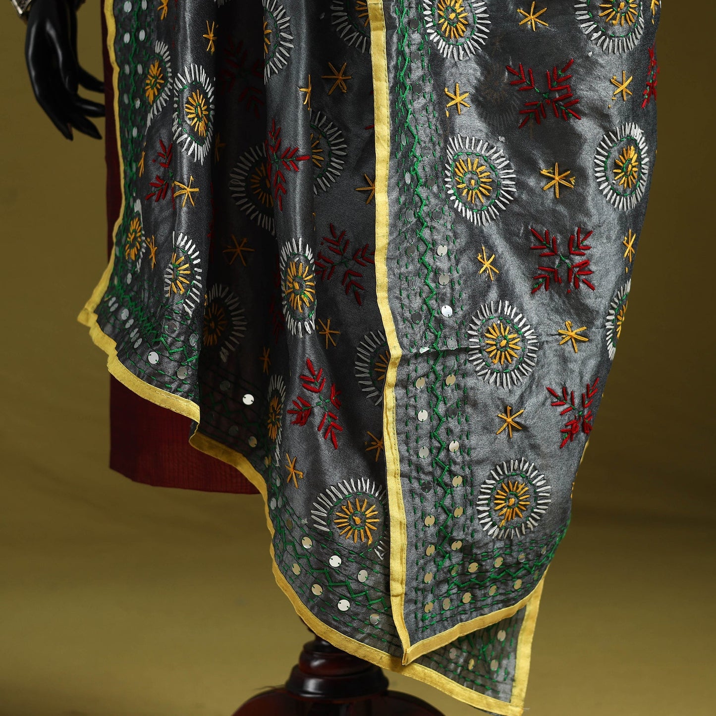 Ranihati chapa work chanderi silk hand embroidery dupatta