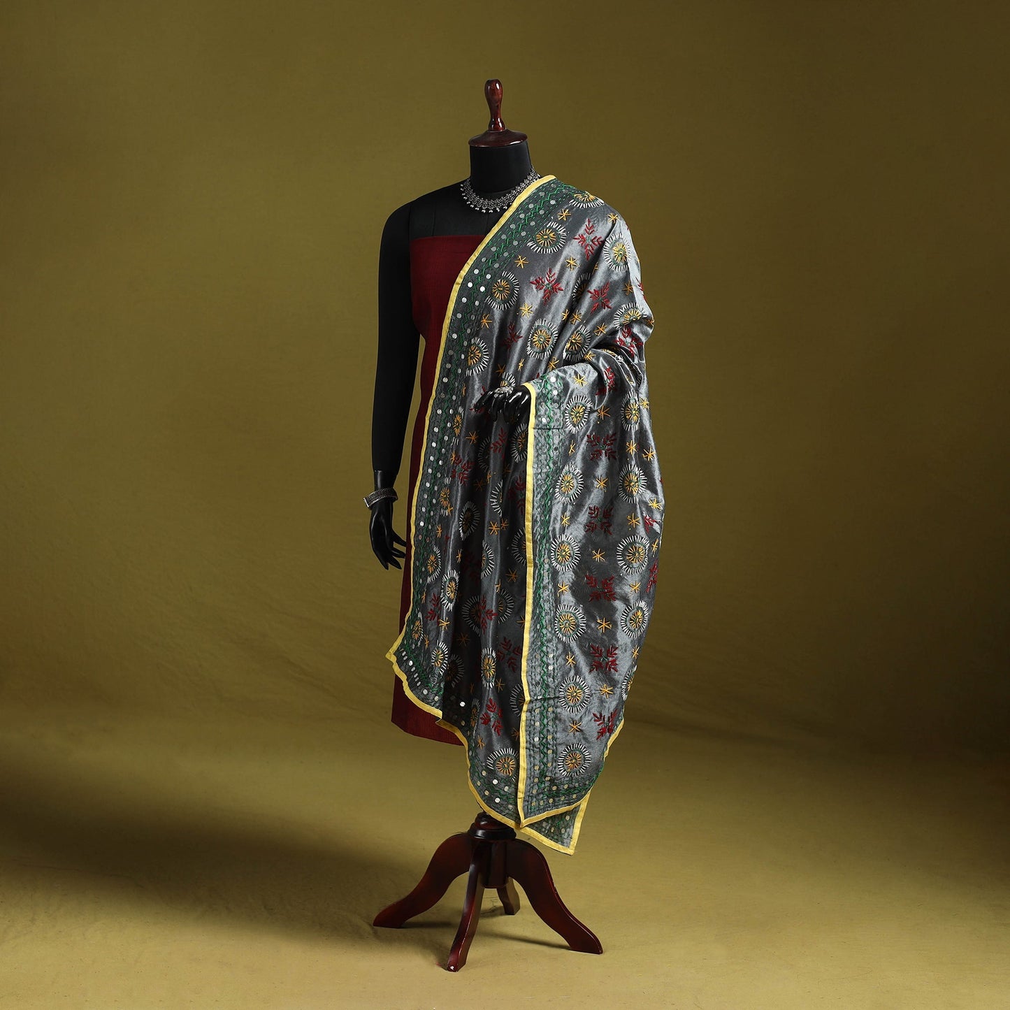 Ranihati chapa work chanderi silk hand embroidery dupatta