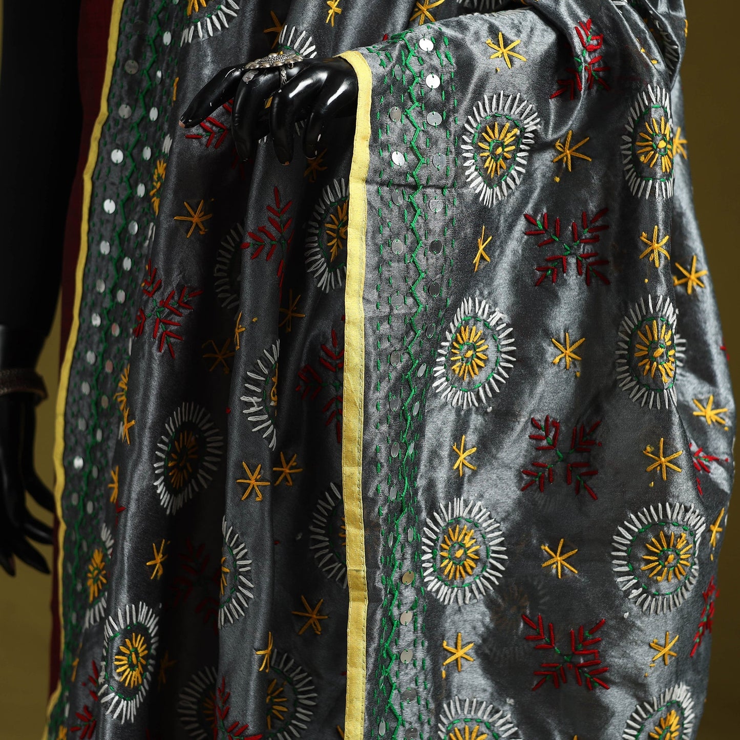 Ranihati chapa work chanderi silk hand embroidery dupatta