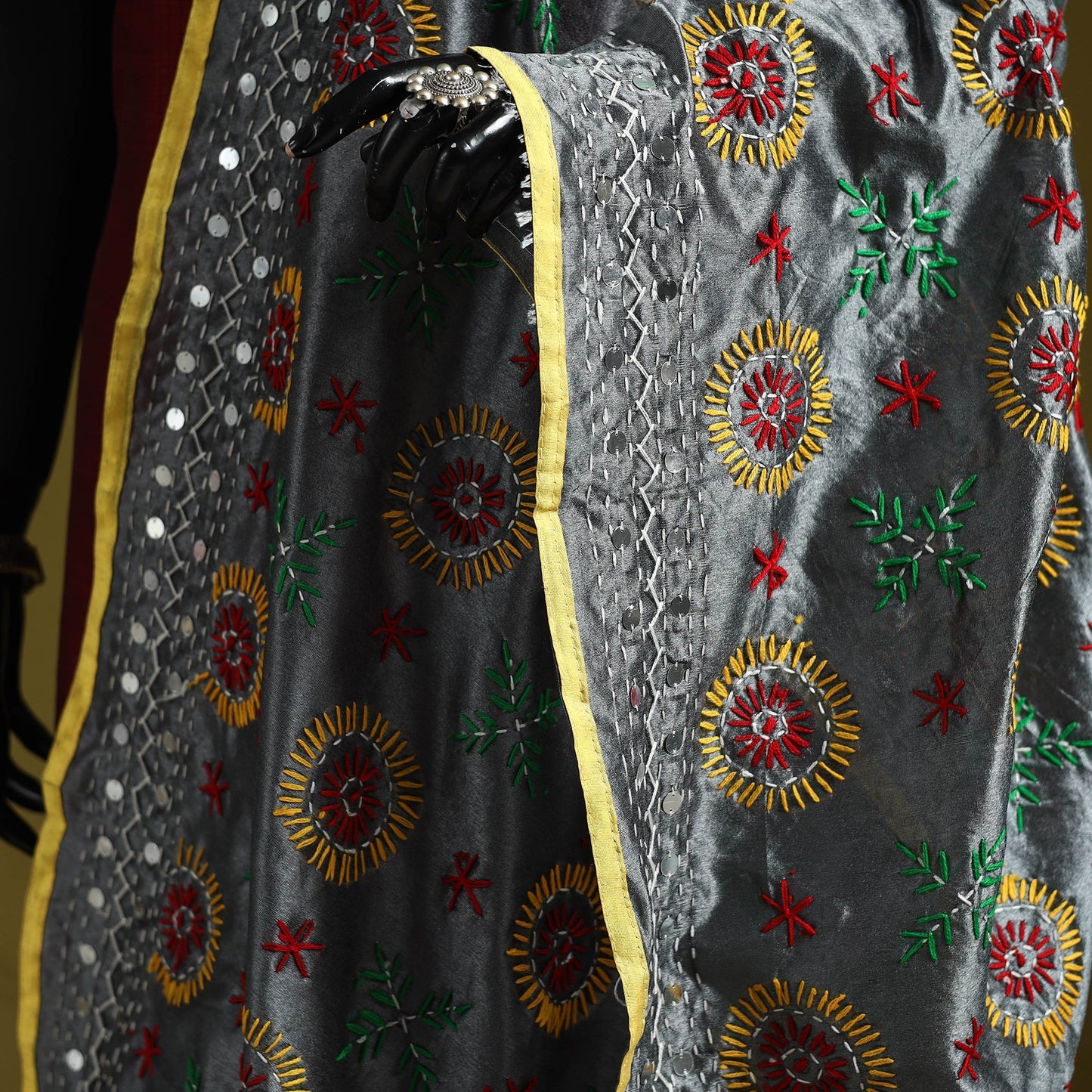 Ranihati chapa work chanderi silk hand embroidery dupatta