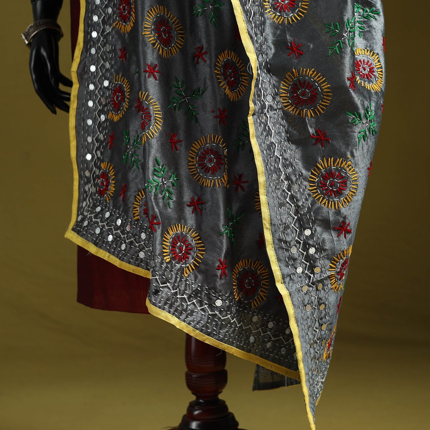 Ranihati chapa work chanderi silk hand embroidery dupatta