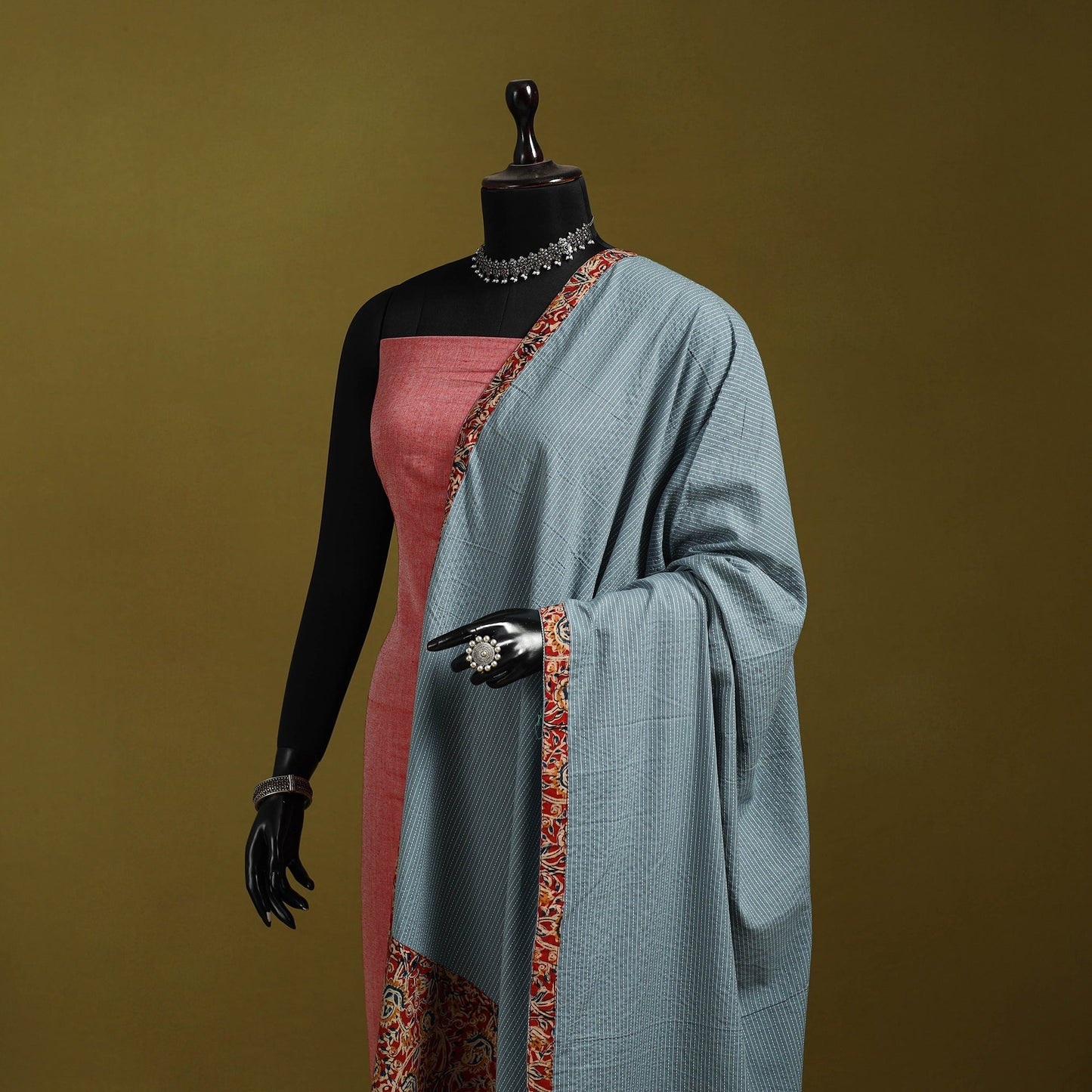 Running stitch with patchwork cotton dupatta 23
