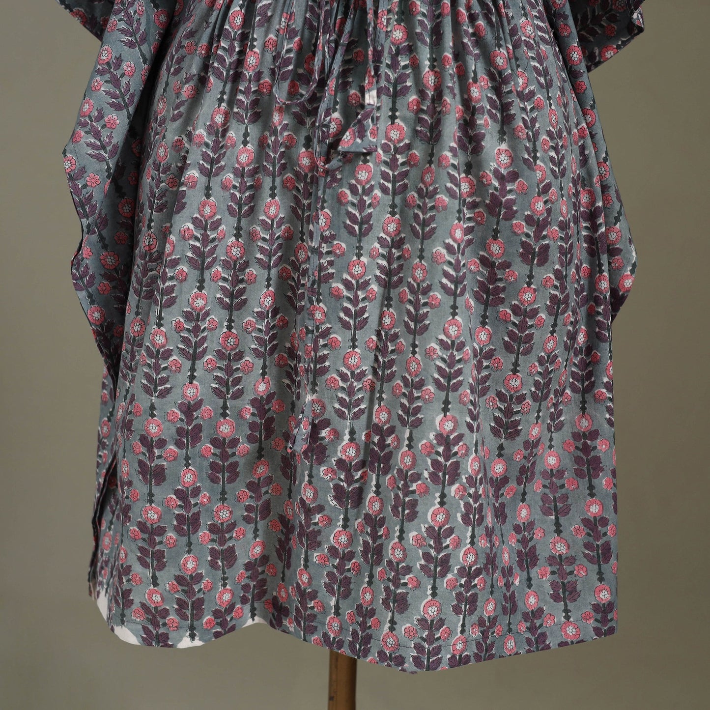 Grey - sanganeri cotton kaftan (medium) 27 - handcrafted