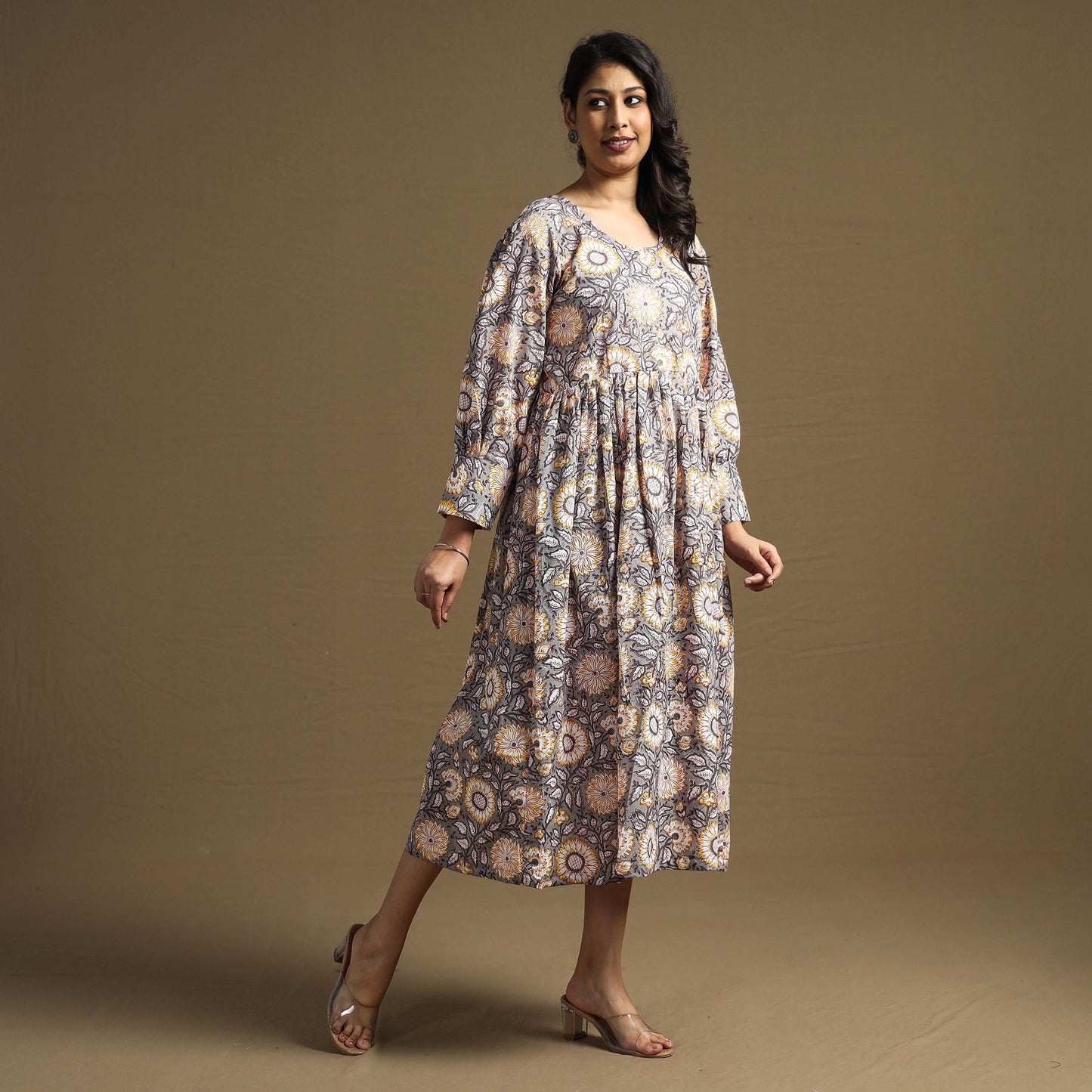 Buy Sanganeri Block Printed Cotton Flared Dress Online at iTokri.com