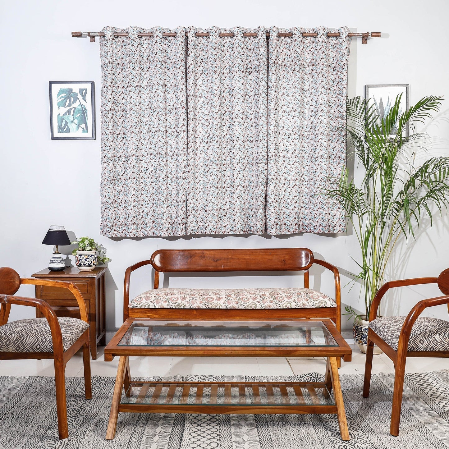 Sanganeri printed cotton window curtain (5 x 3 feet)