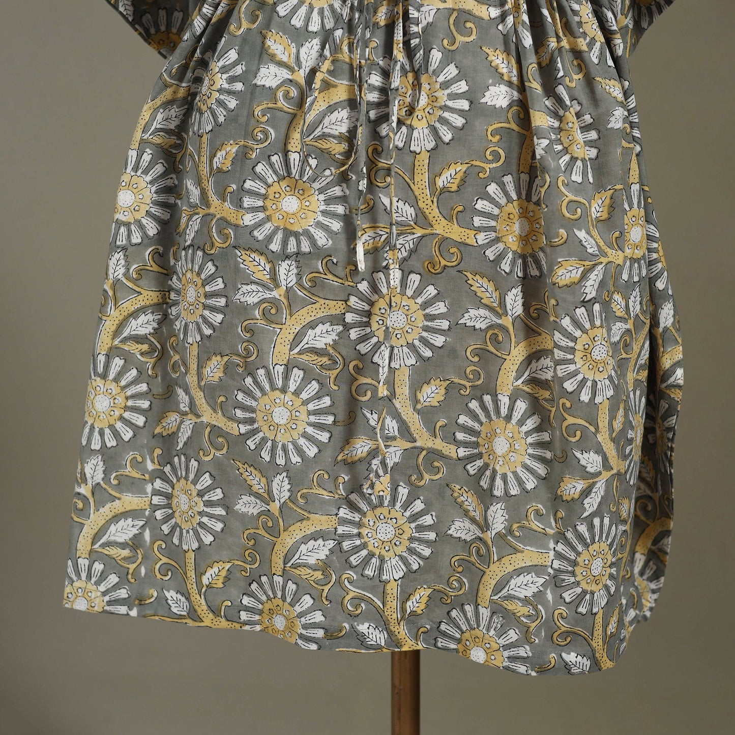 Grey Sanganeri Block Print Cotton Kaftan (Medium)