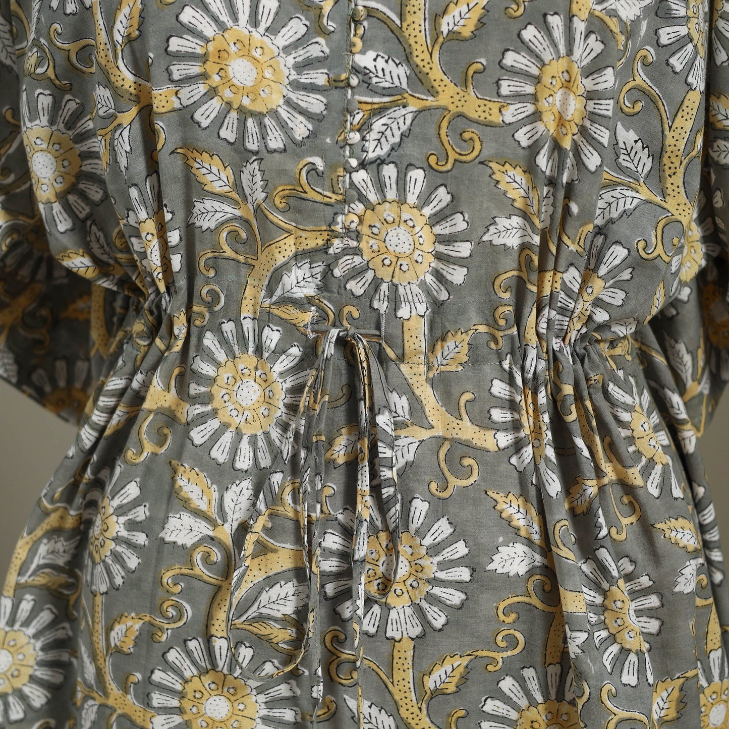 Grey Sanganeri Block Print Cotton Kaftan (Medium)