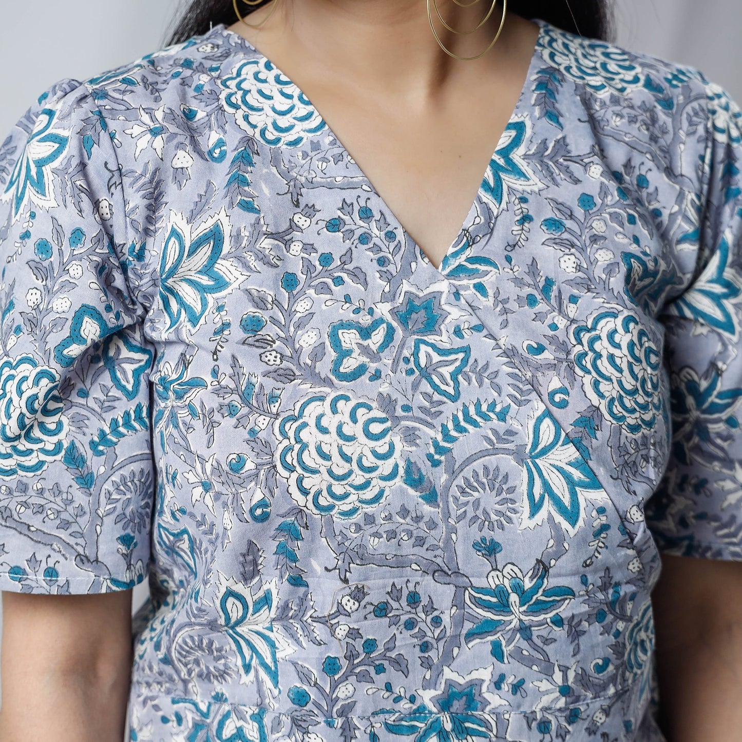 Buy Sanganeri Hand Block Prints Half Sleeve Cotton Crop Top Online at iTokri.com