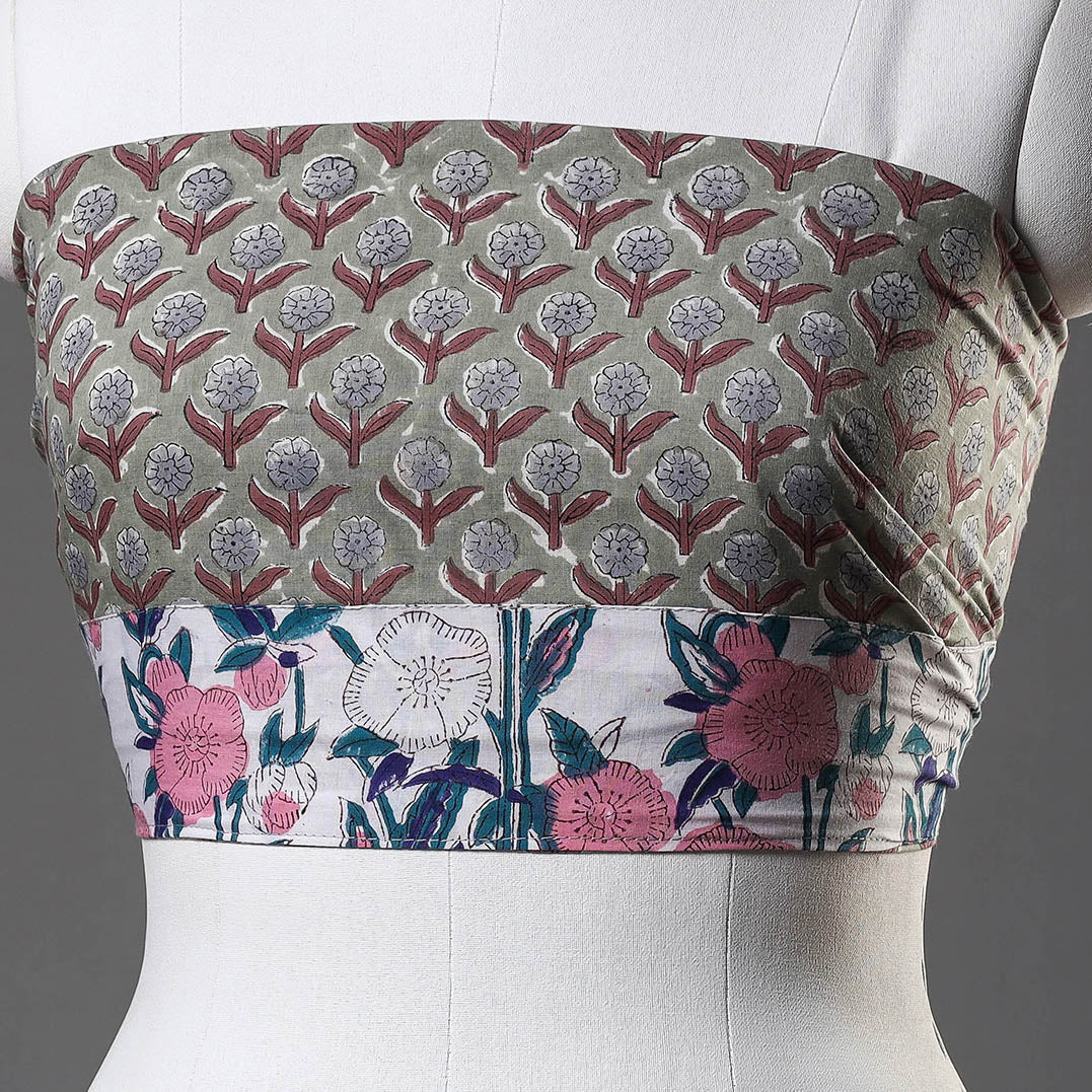block printed blouse piece