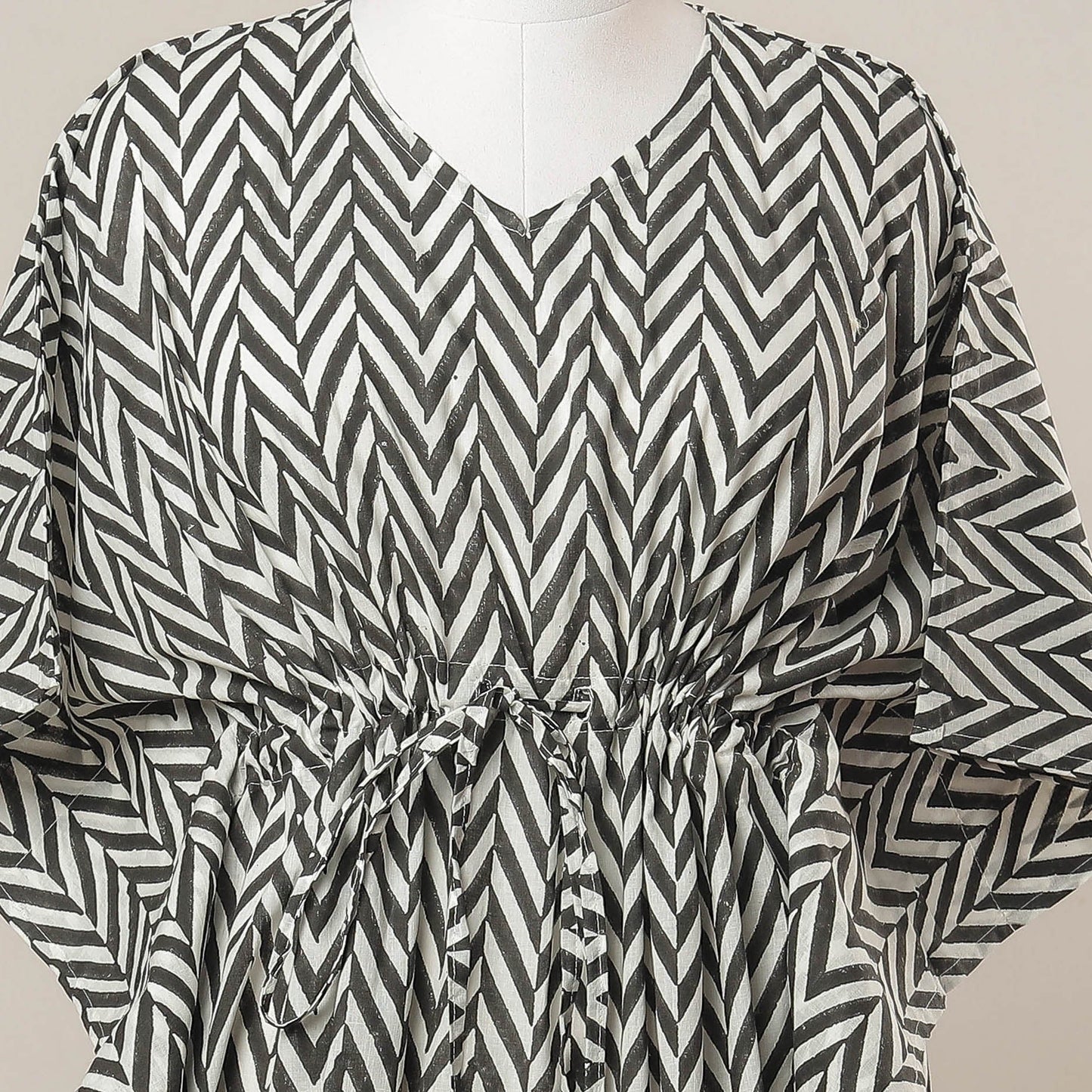 Sanganeri Printed Cotton Kaftan with Tie-Up Waist l iTokri.com