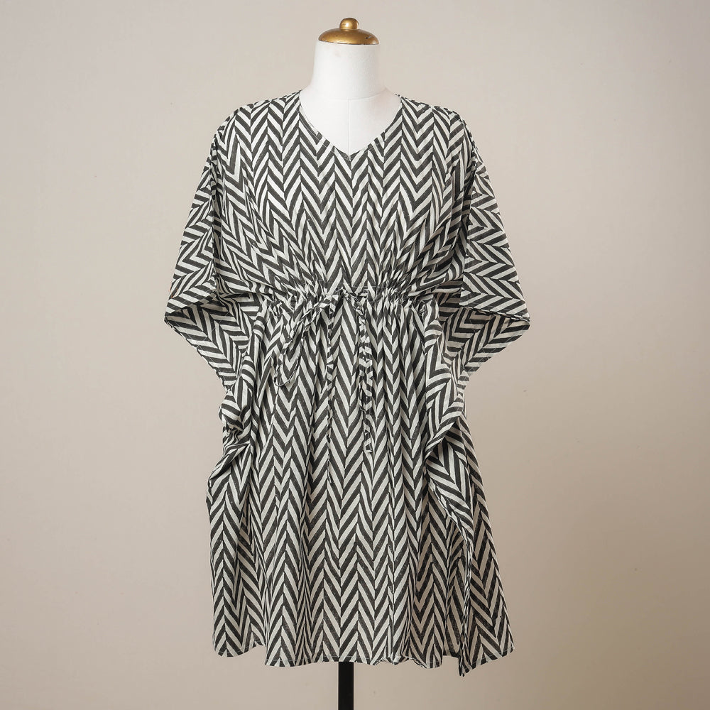 Sanganeri Printed Cotton Kaftan with Tie-Up Waist l iTokri.com
