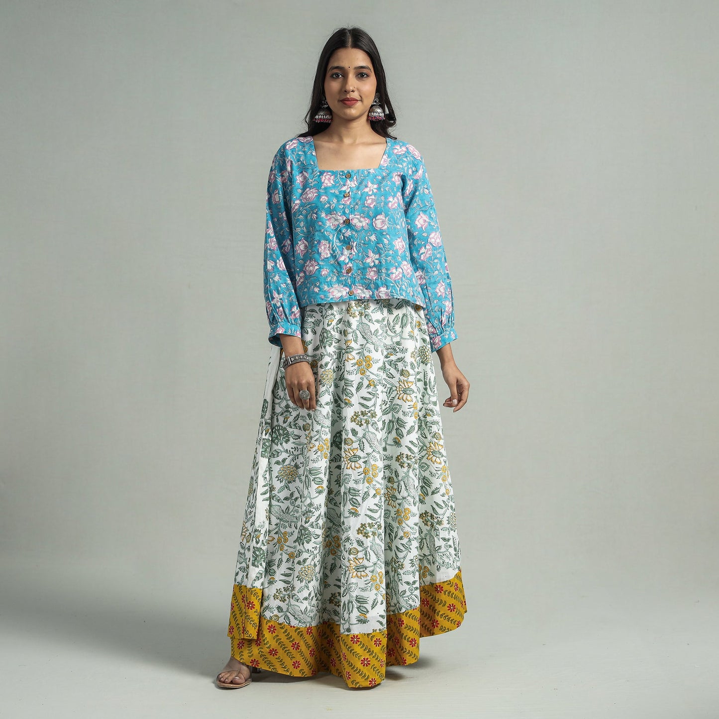 Sanganeri Block Printed Cotton Long Skirt