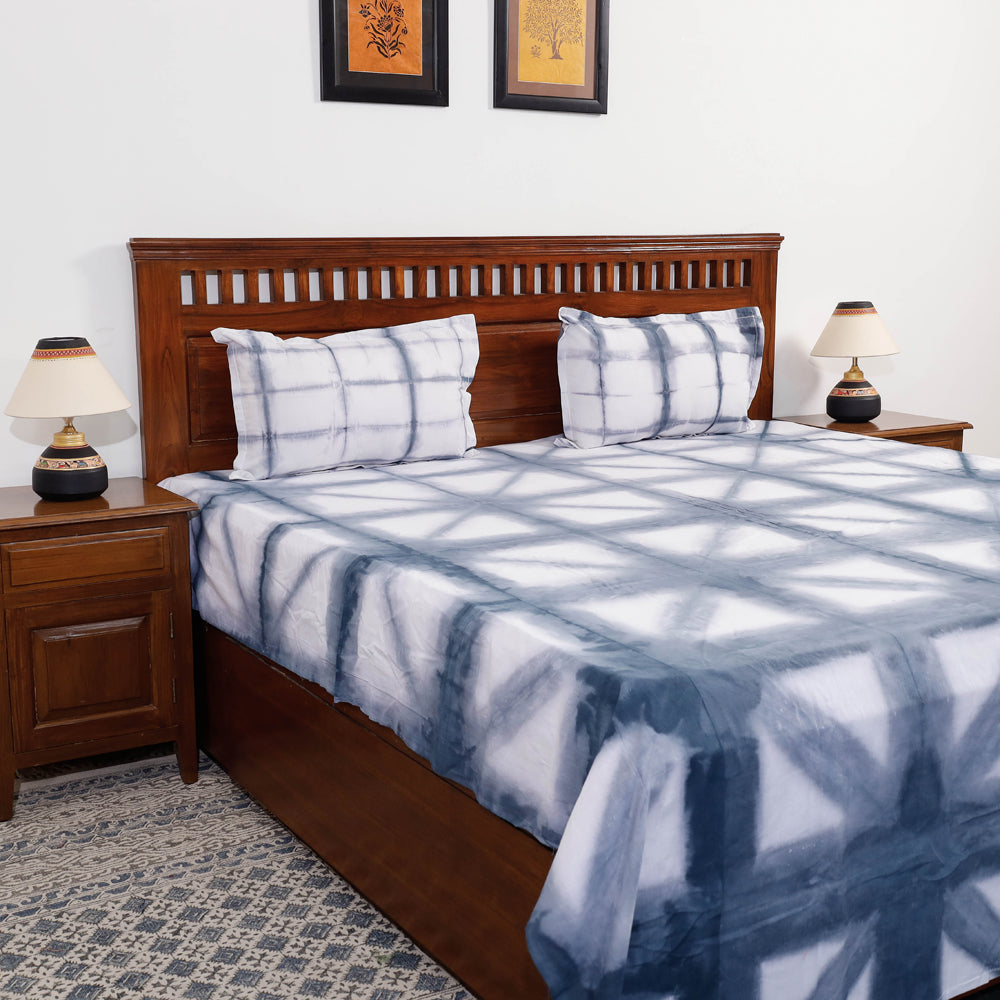 Tie & Dye Cotton Double Shibori Bed Sheet Set