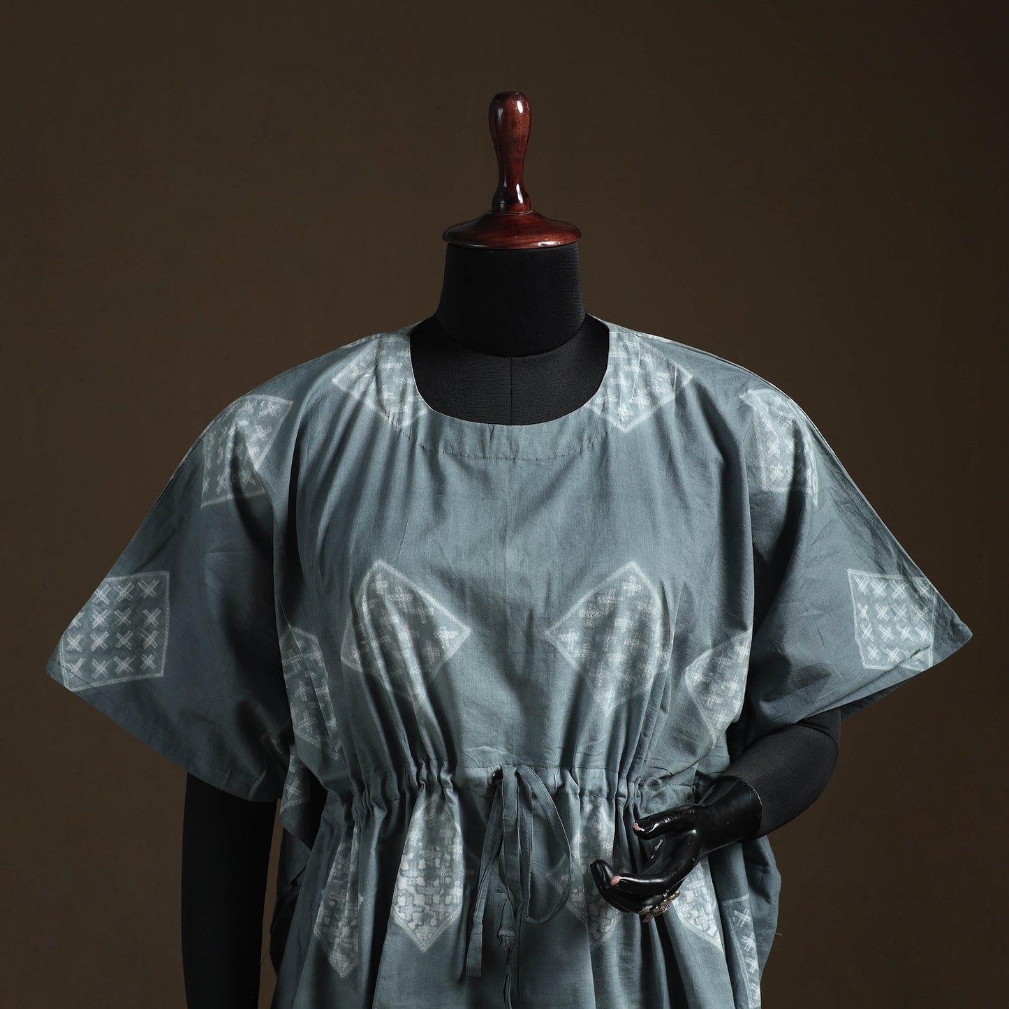 Shibori tie-dye cotton kaftan (short) 10 - handcrafted