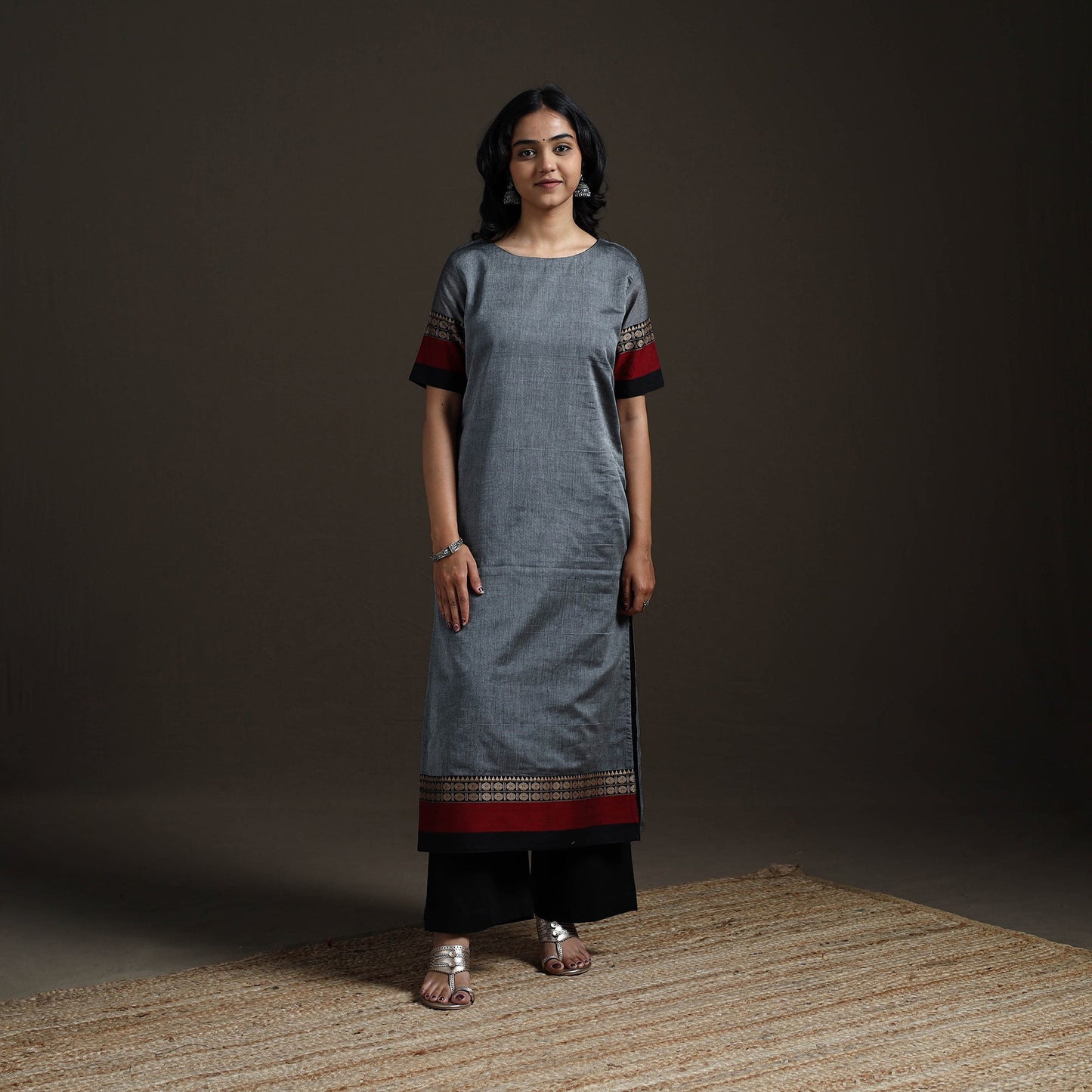 Straight cotton dharwad kurta for women 13 - handcrafted