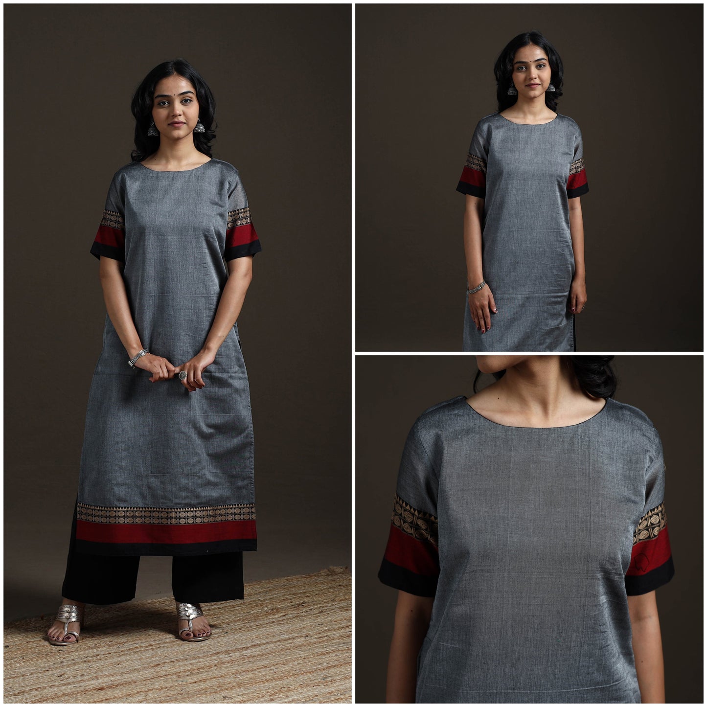 Straight cotton dharwad kurta for women 13 - handcrafted