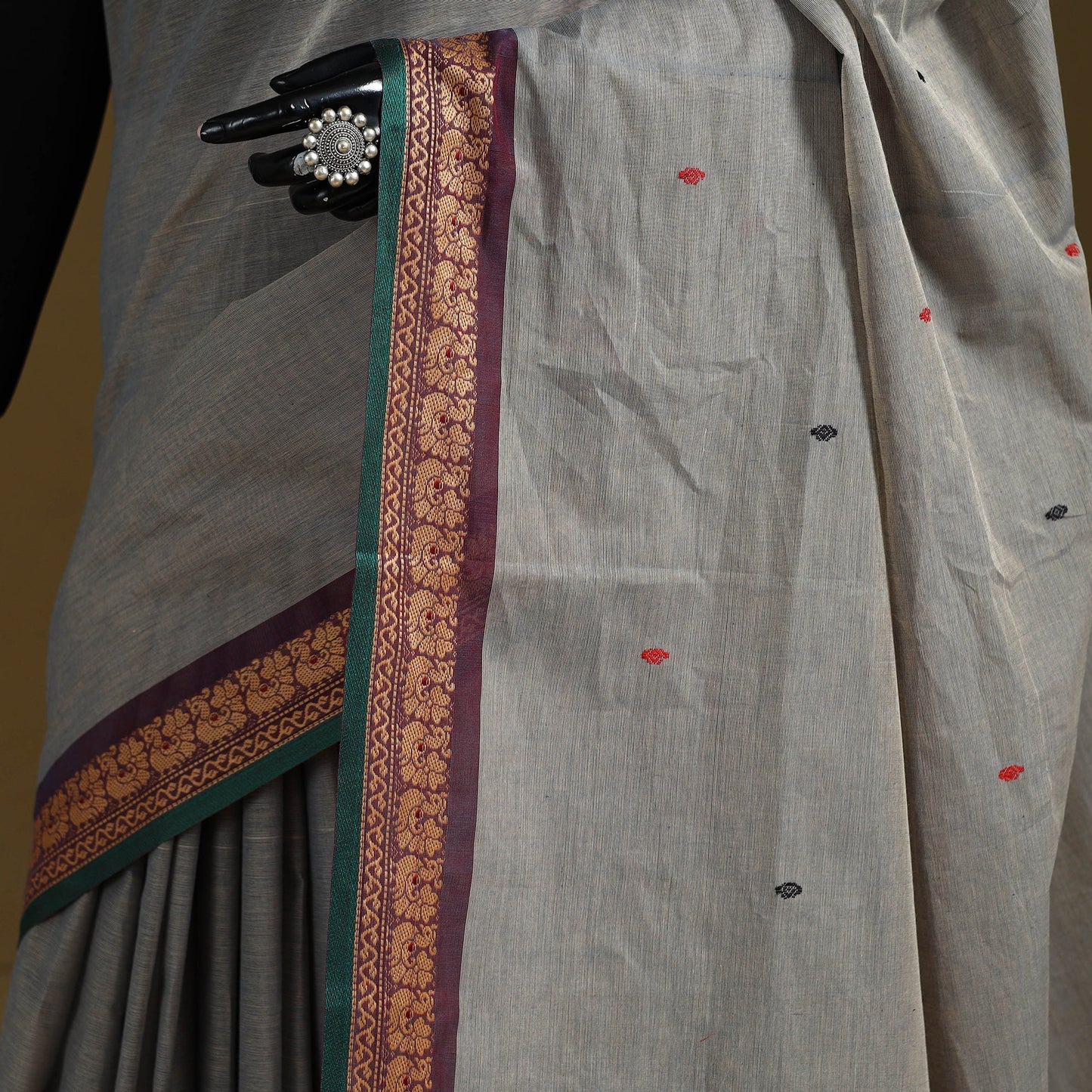 Thread buti cotton kanchipuram saree with border 55