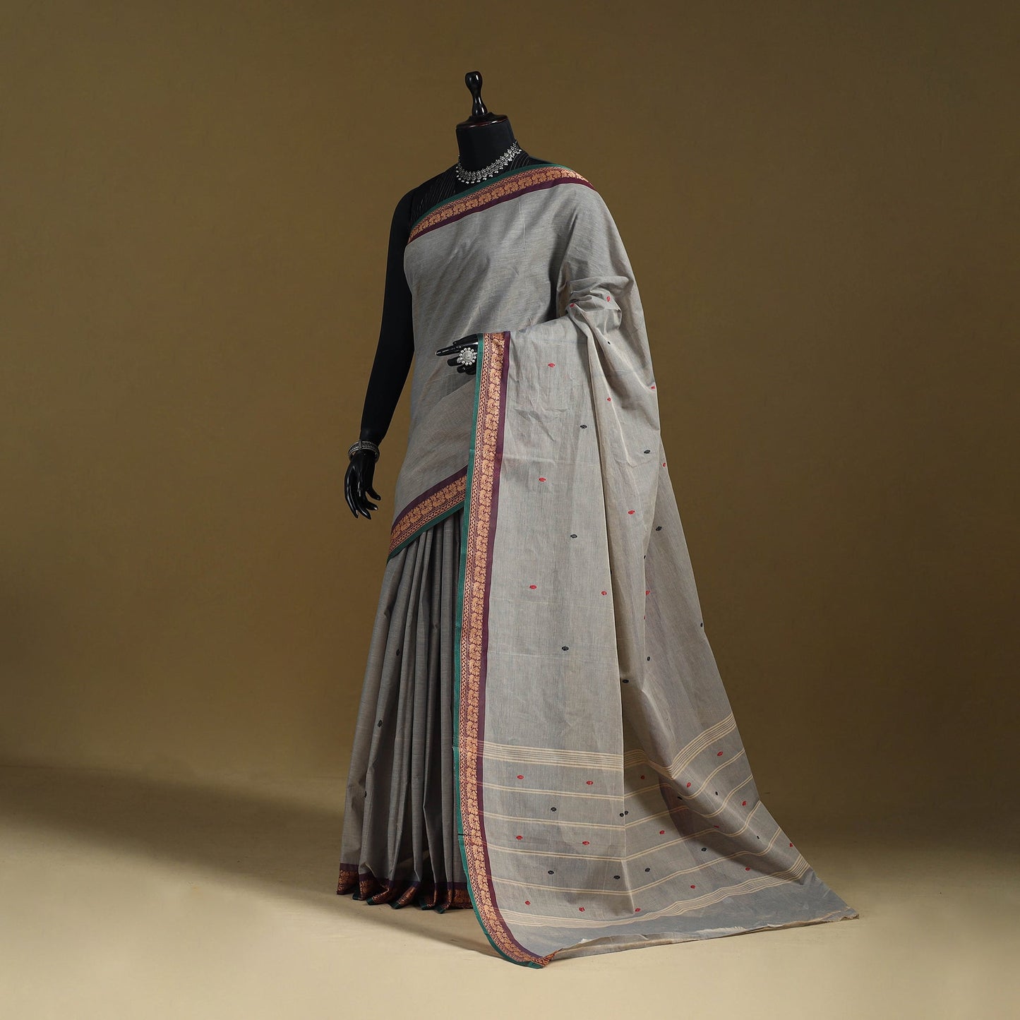 Thread buti cotton kanchipuram saree with border 55