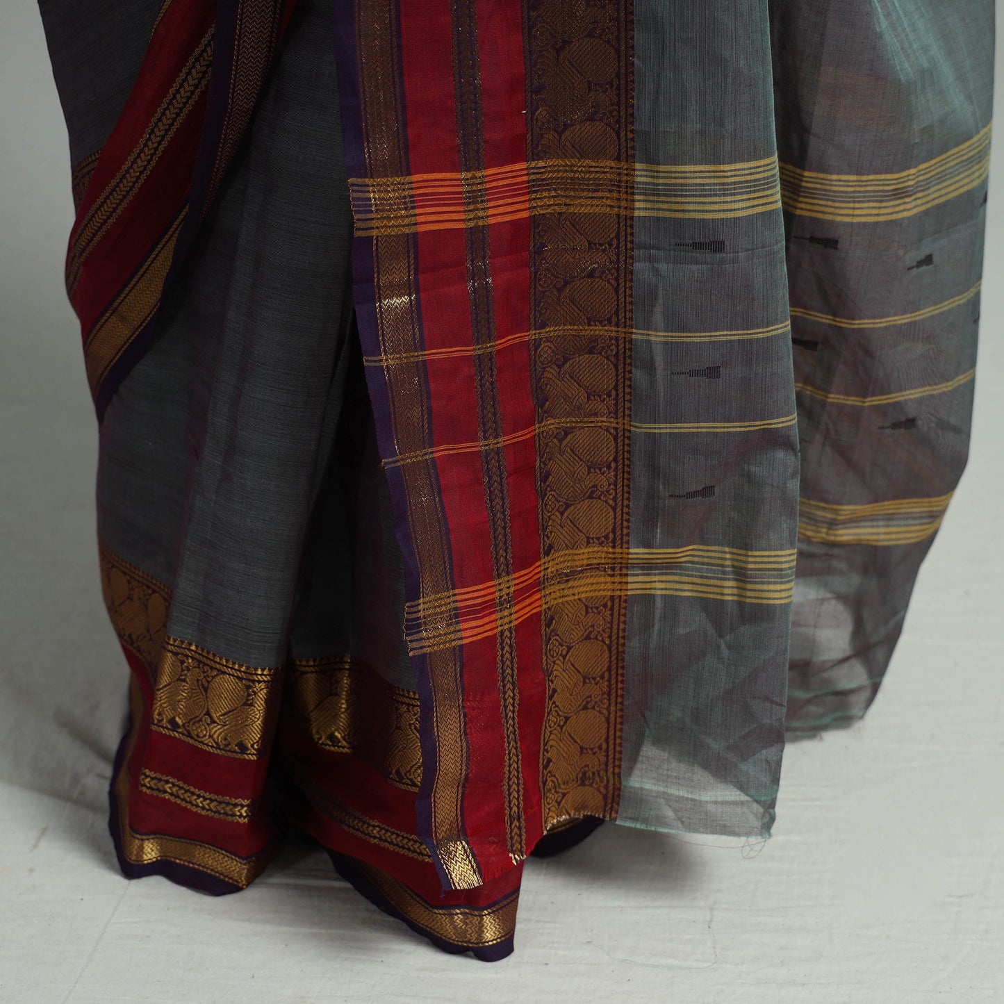 Traditional Kanchipuram Cotton Saree with Zari Border