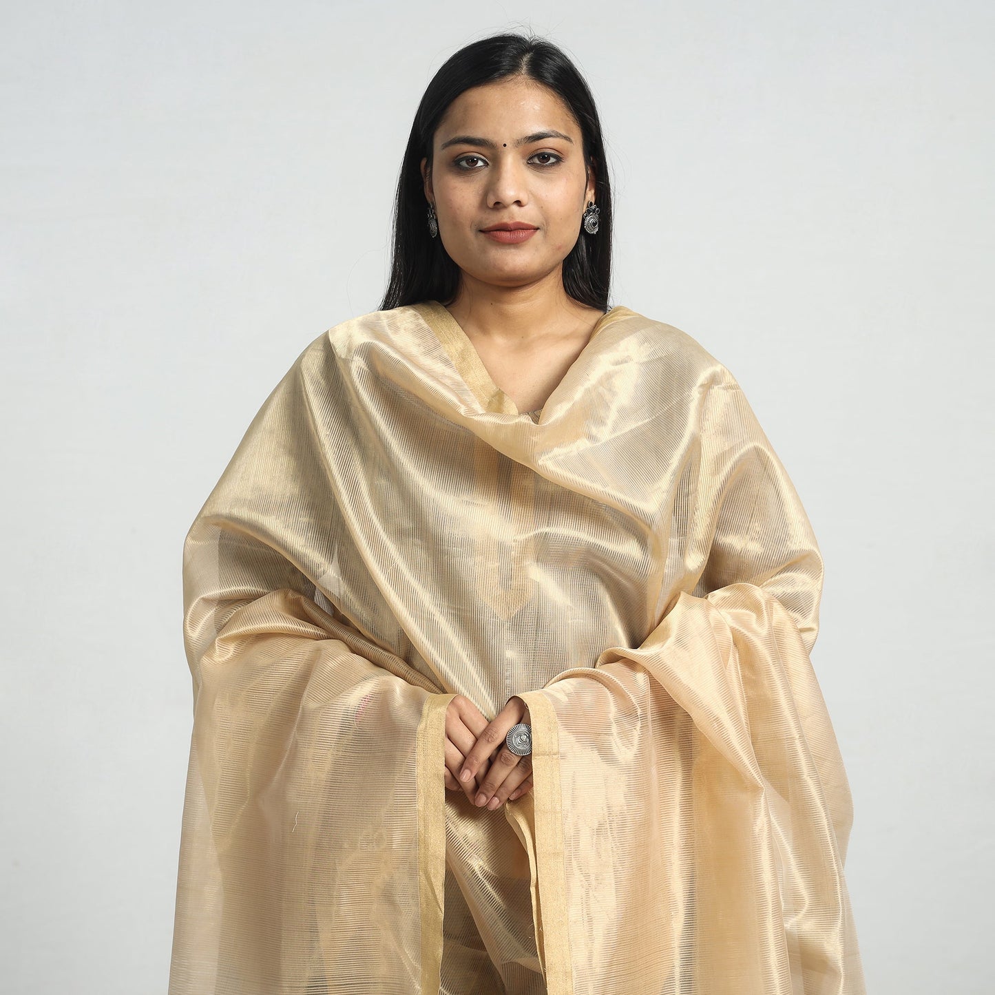 Traditional Maheshwari Handloom Silk Cotton Kurta with Dupatta Set