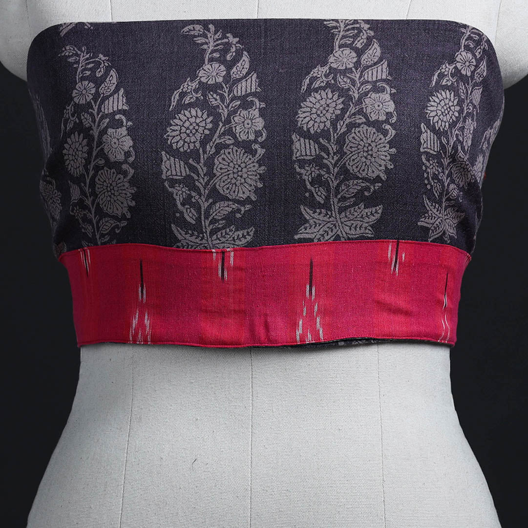 Buy Grey Block Print Woollen Bagh Blouse Piece