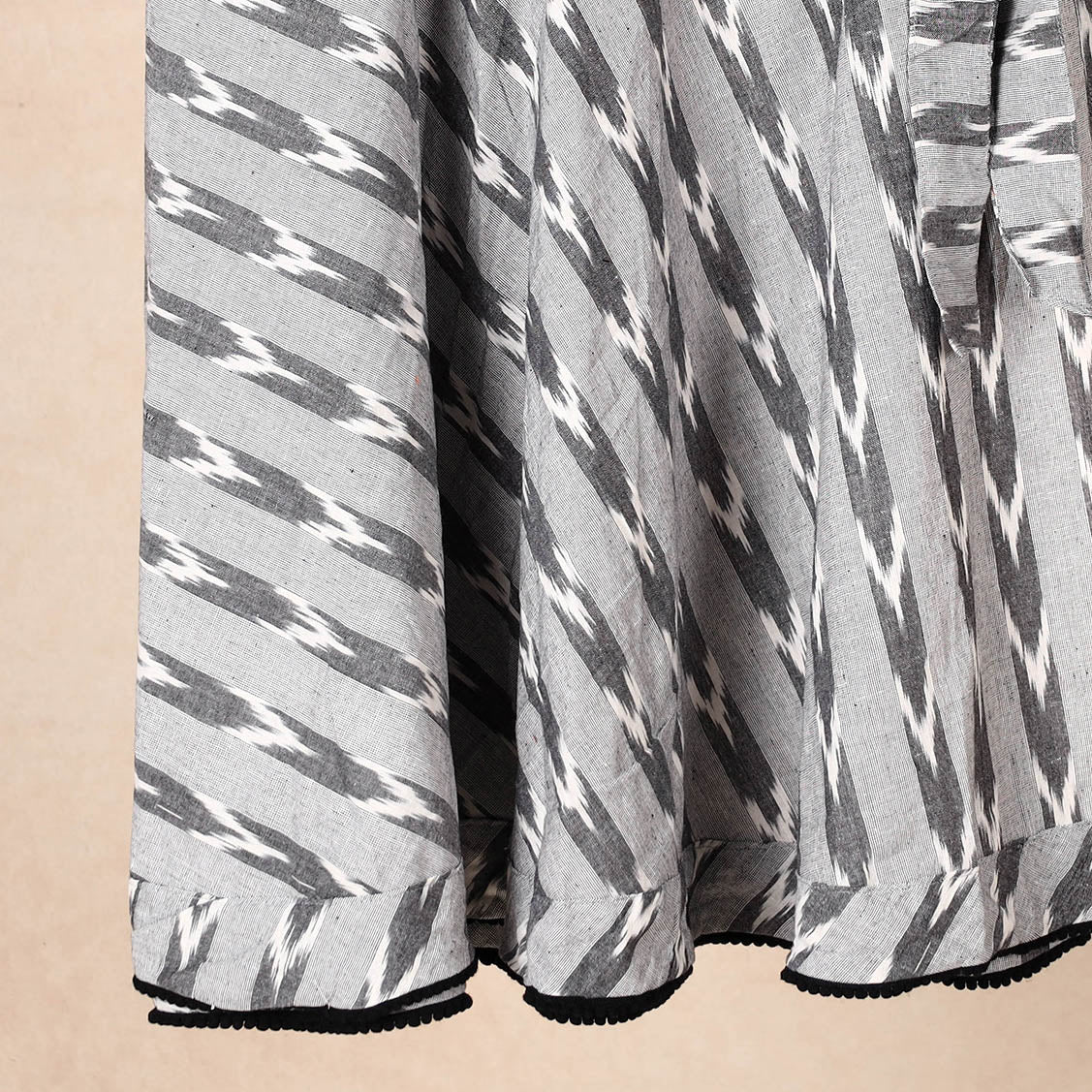 Grey Wrap Around Cotton Pochampally Ikat Skirt