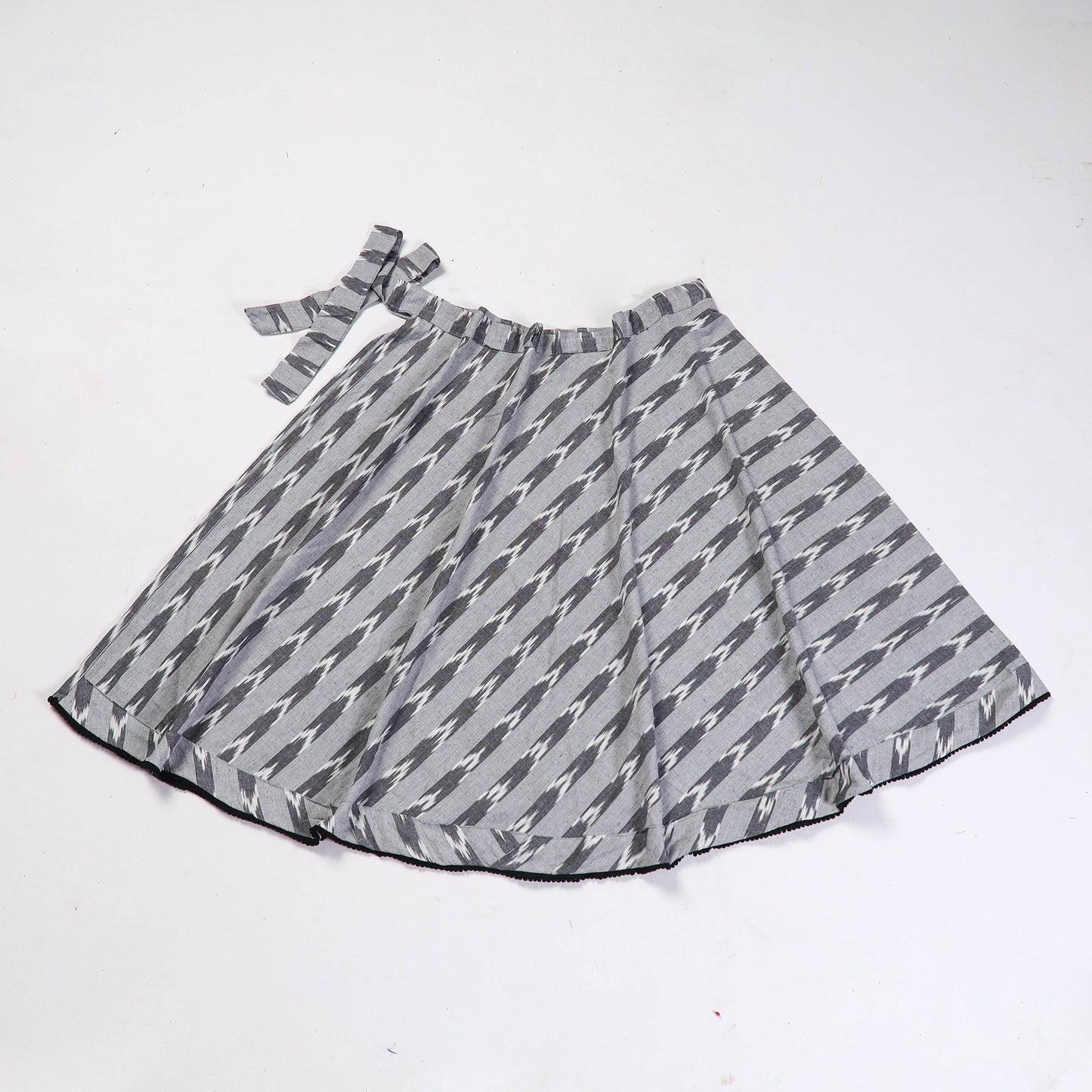 Grey Wrap Around Cotton Pochampally Ikat Skirt