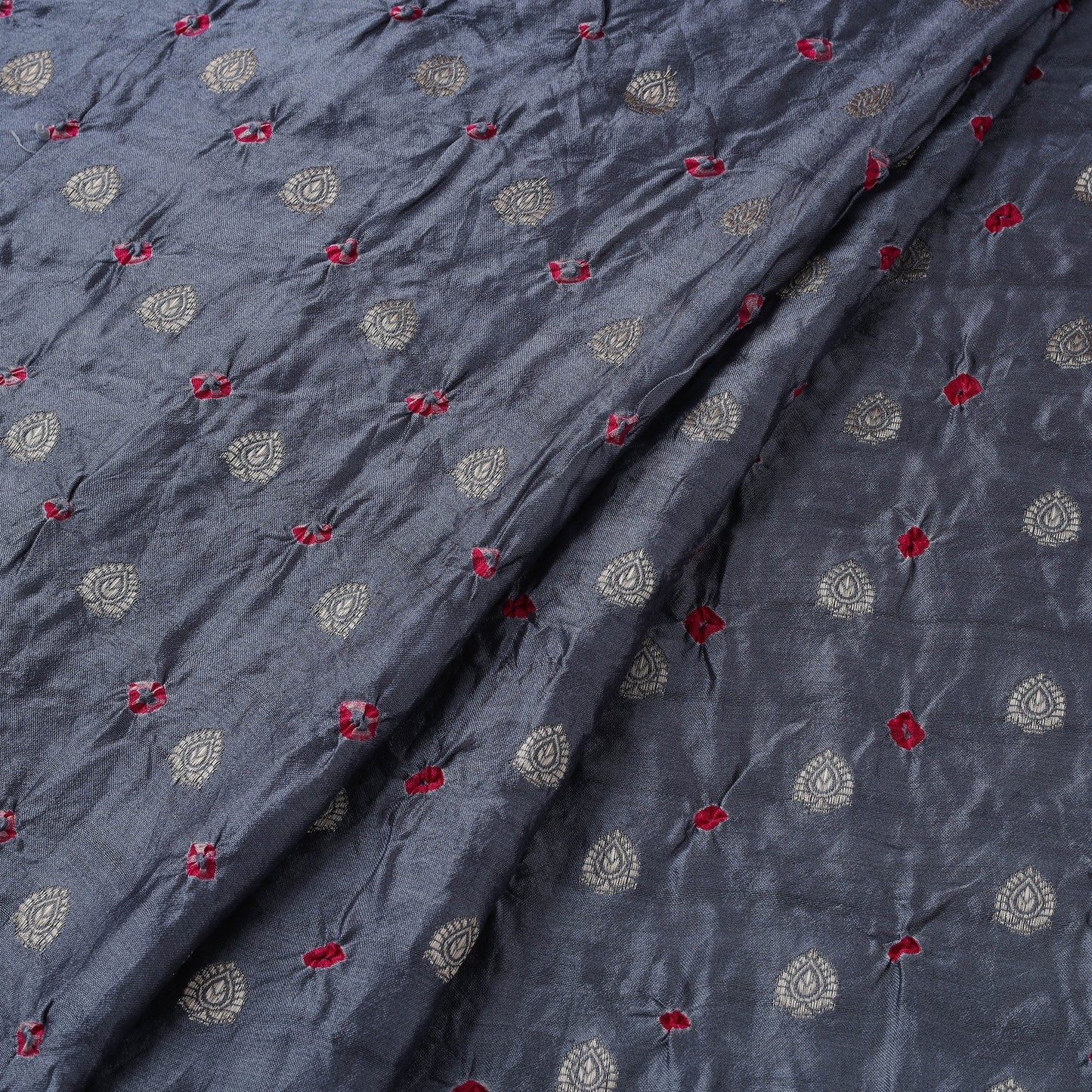 Zari buti silk tie-dye bandhani fabric 16 - handcrafted