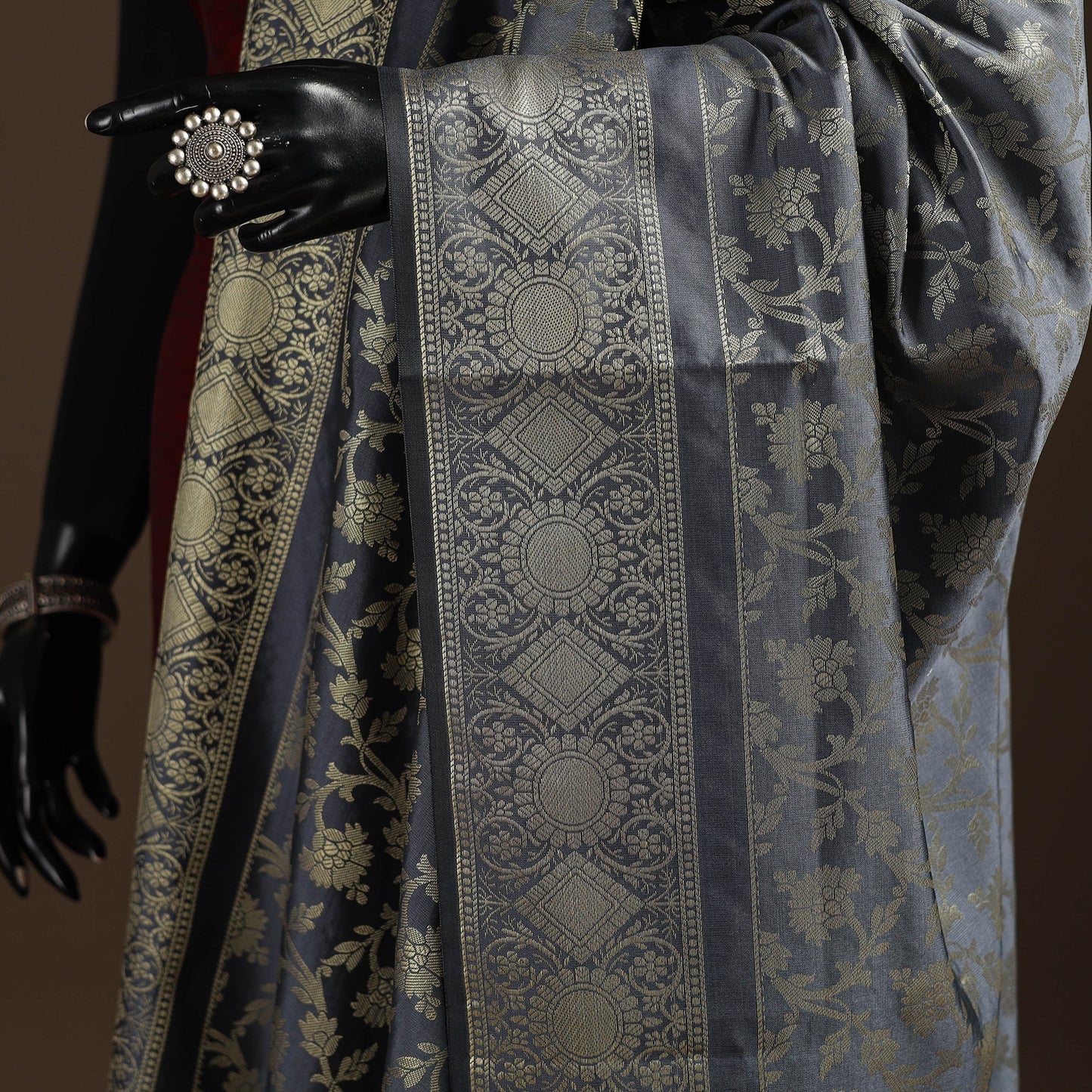 Zari work banarasi silk dupatta 17 - handcrafted