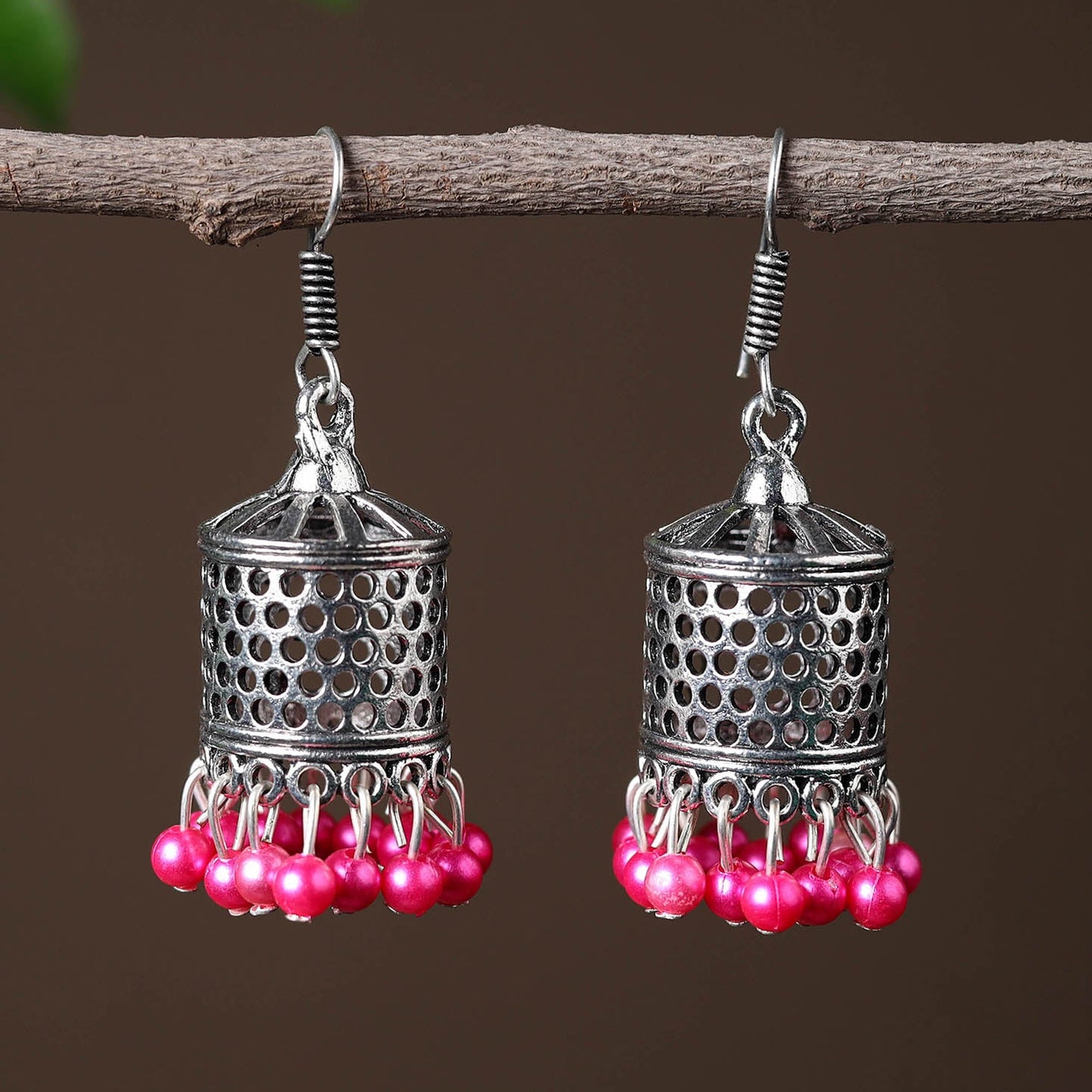Buy Elegant Beadwork German Silver Earrings Online in India