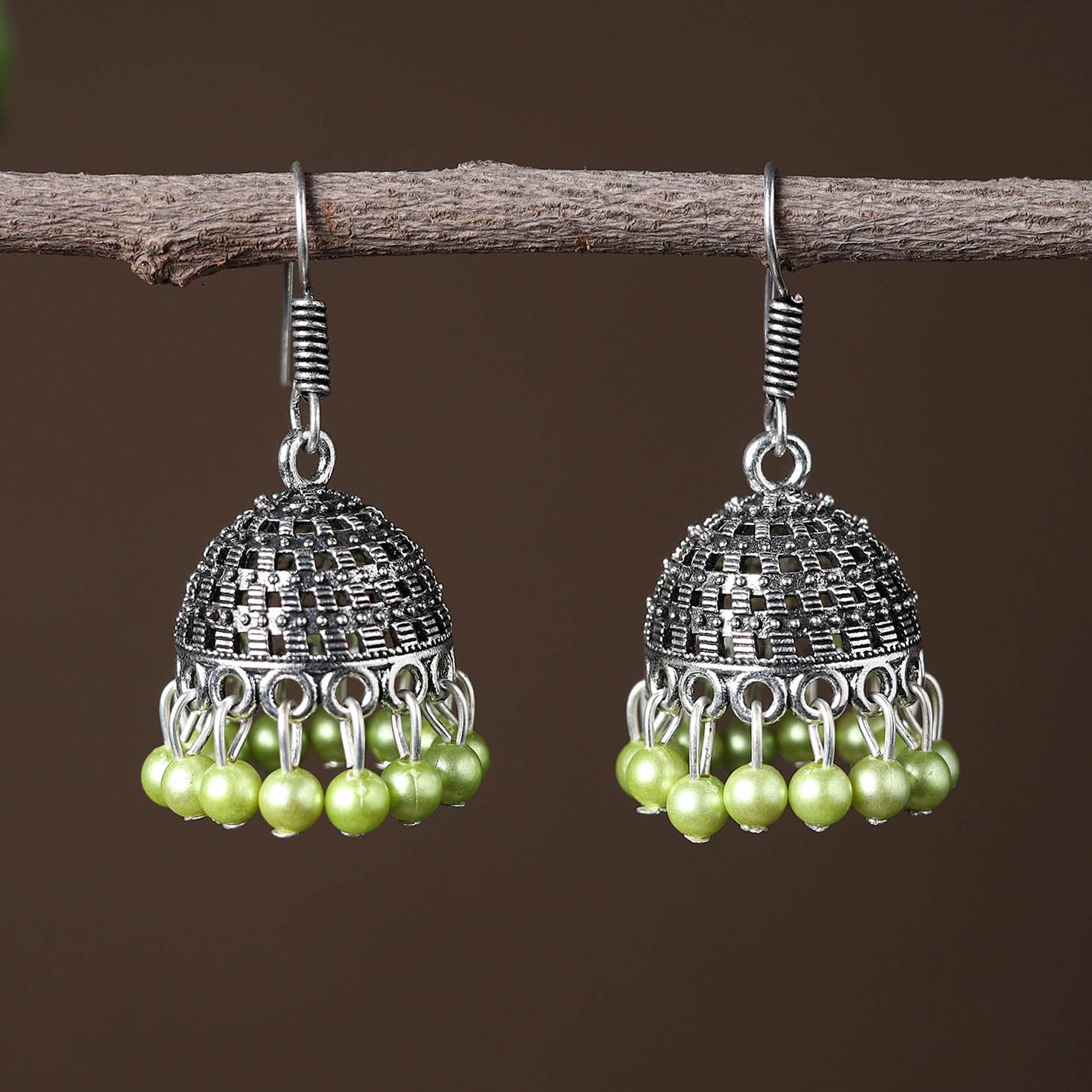 Elegant Beadwork German Silver Earrings Online in India