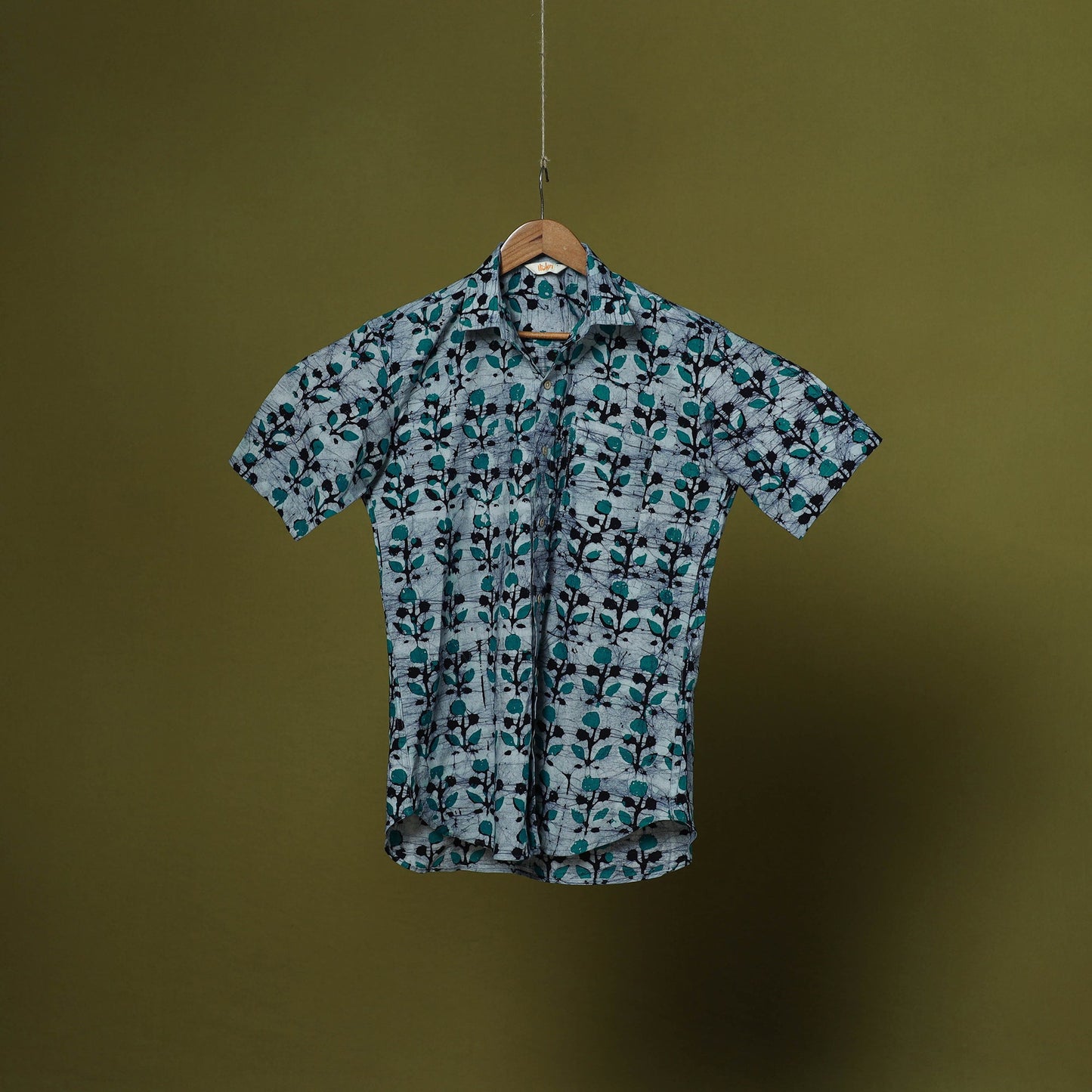Half sleeve cotton men hand block batik print shirt 12
