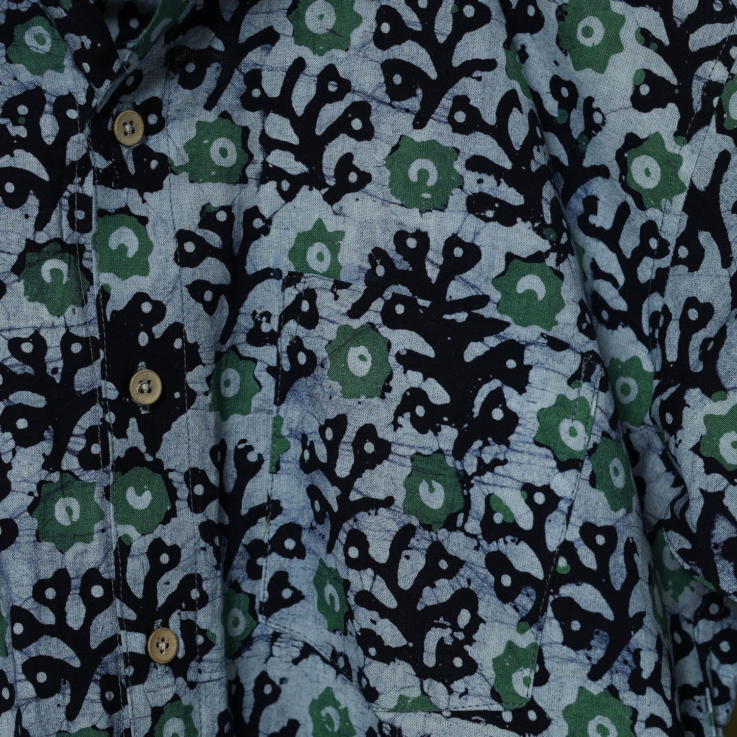 Half sleeve cotton men hand block batik print shirt 14