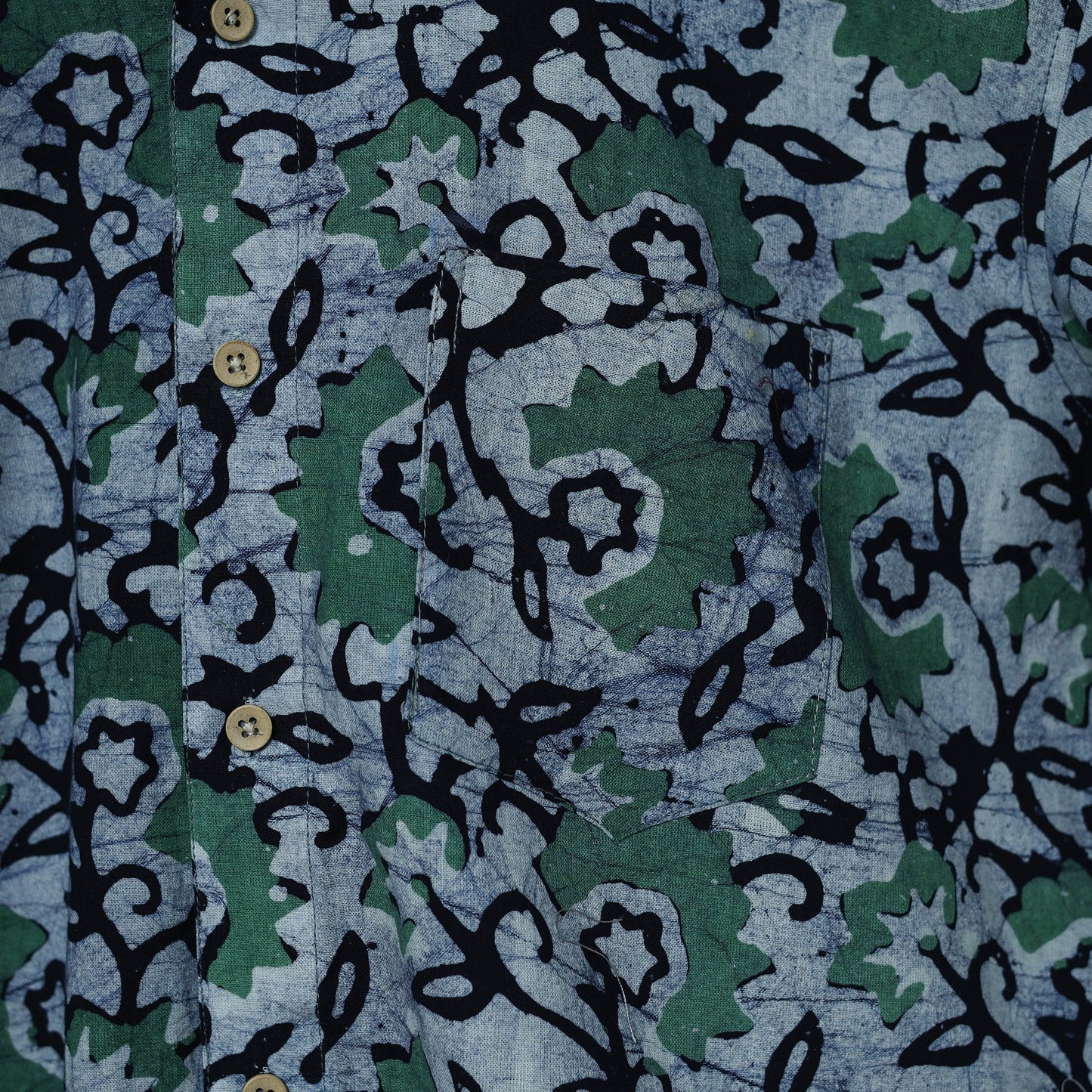 Half sleeve cotton men hand block batik print shirt 15