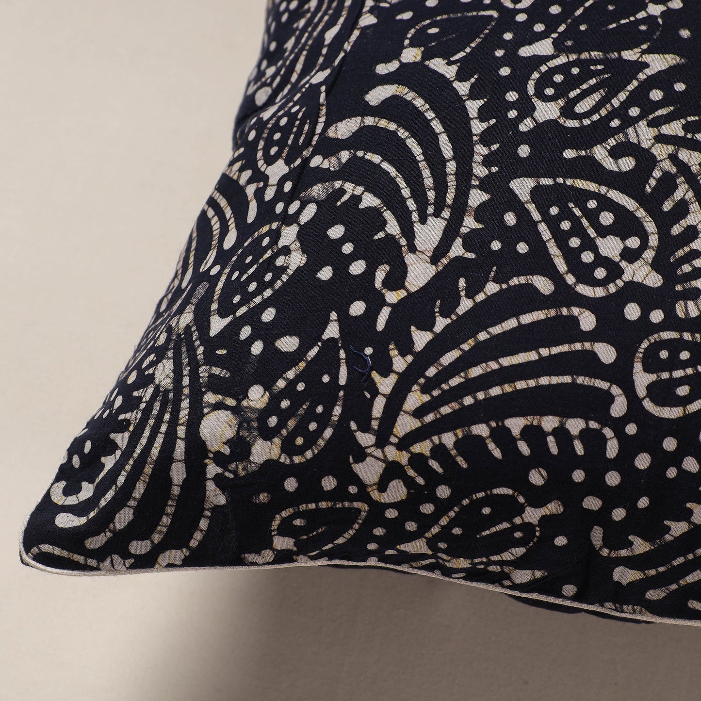 Black Hand Batik Printed Cotton Cushion Cover