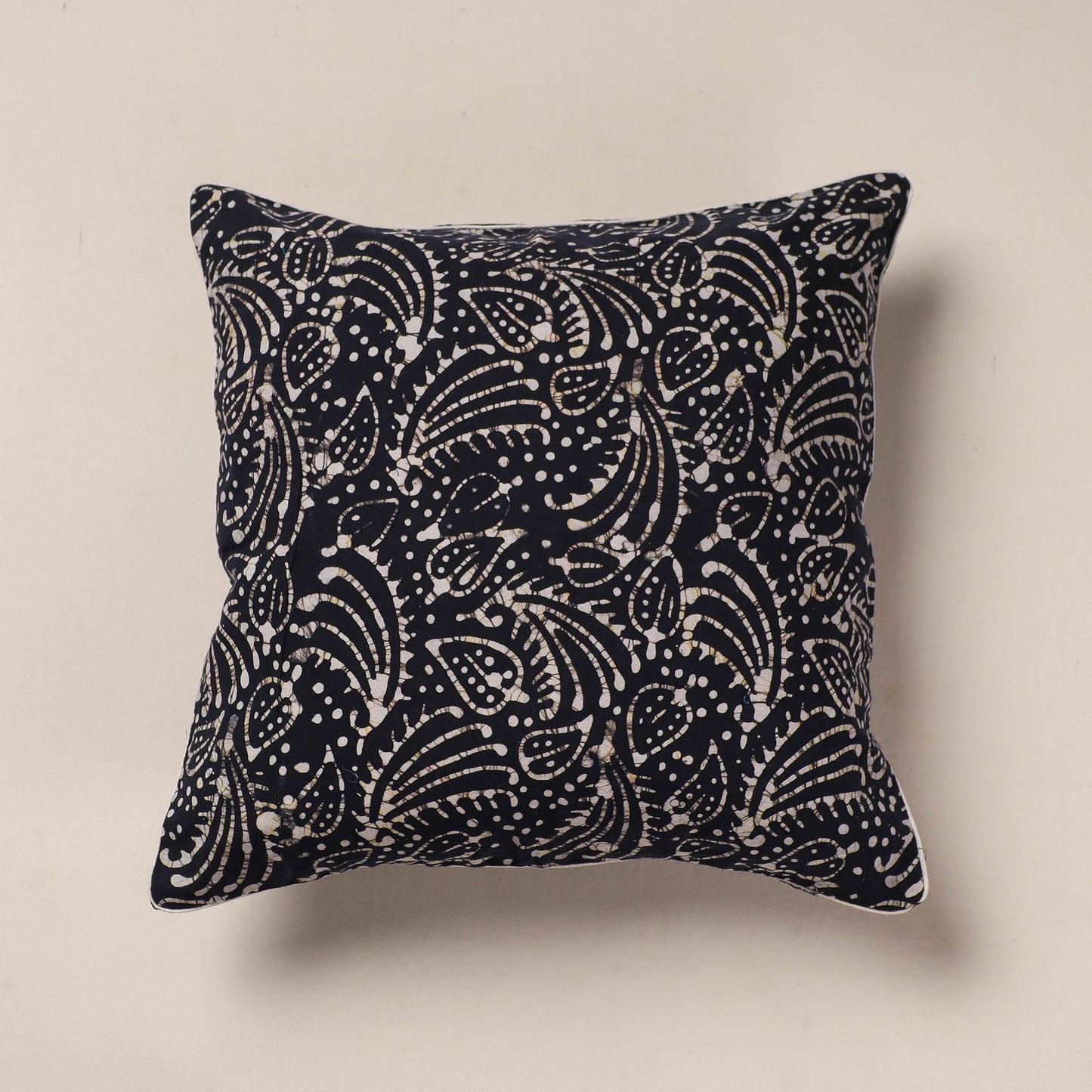 Black Hand Batik Printed Cotton Cushion Cover