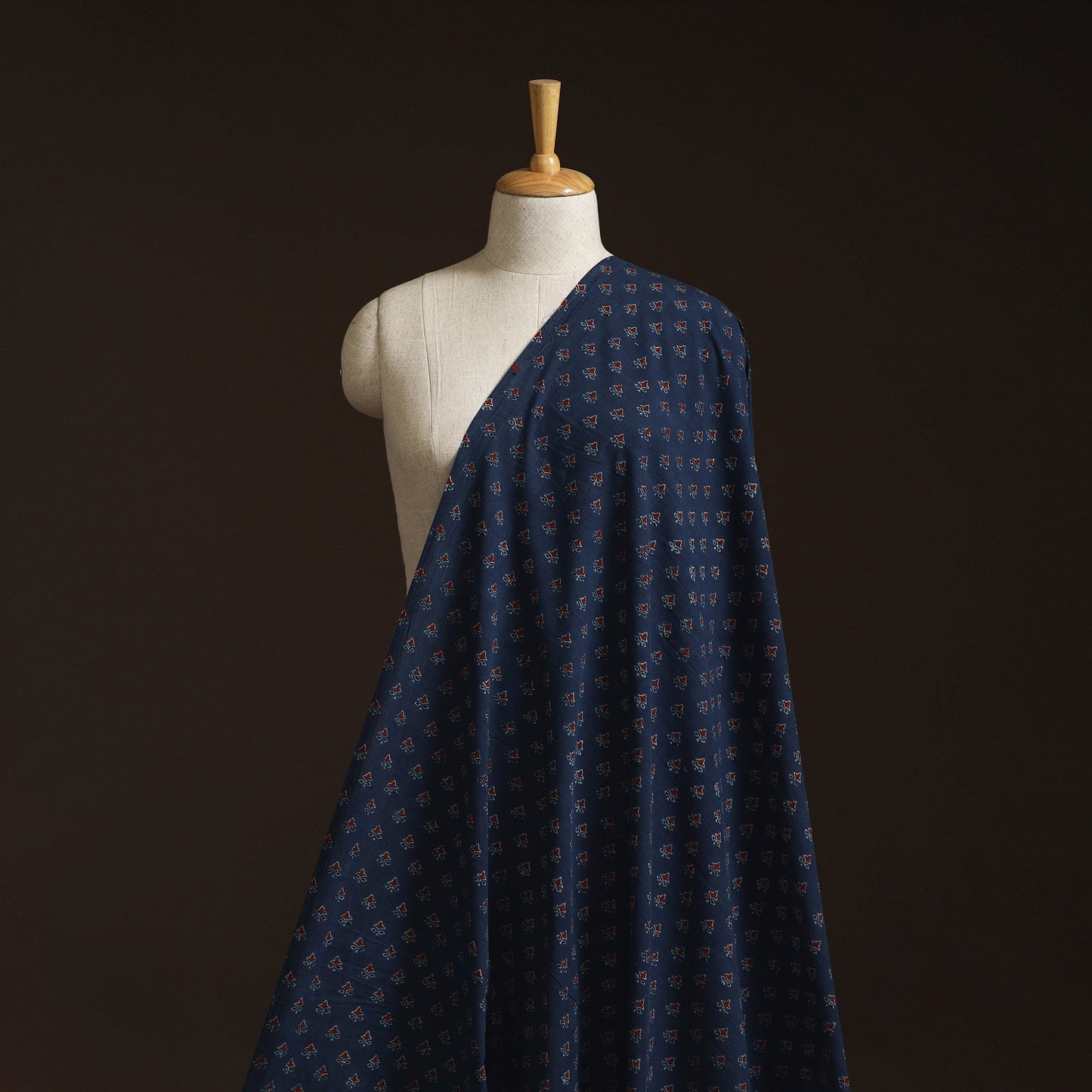 Hand block ajrakh print natural dyed cotton fabric 44