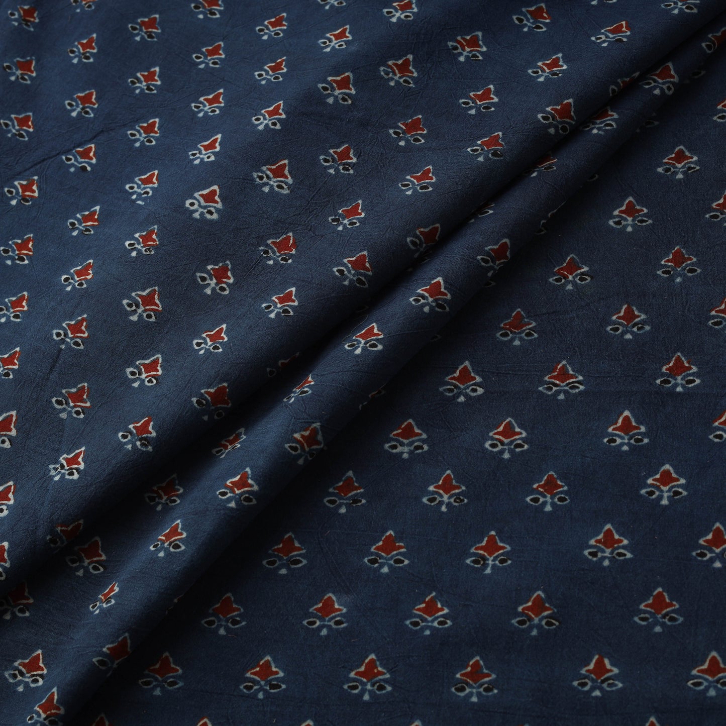 Hand block ajrakh print natural dyed cotton fabric 44