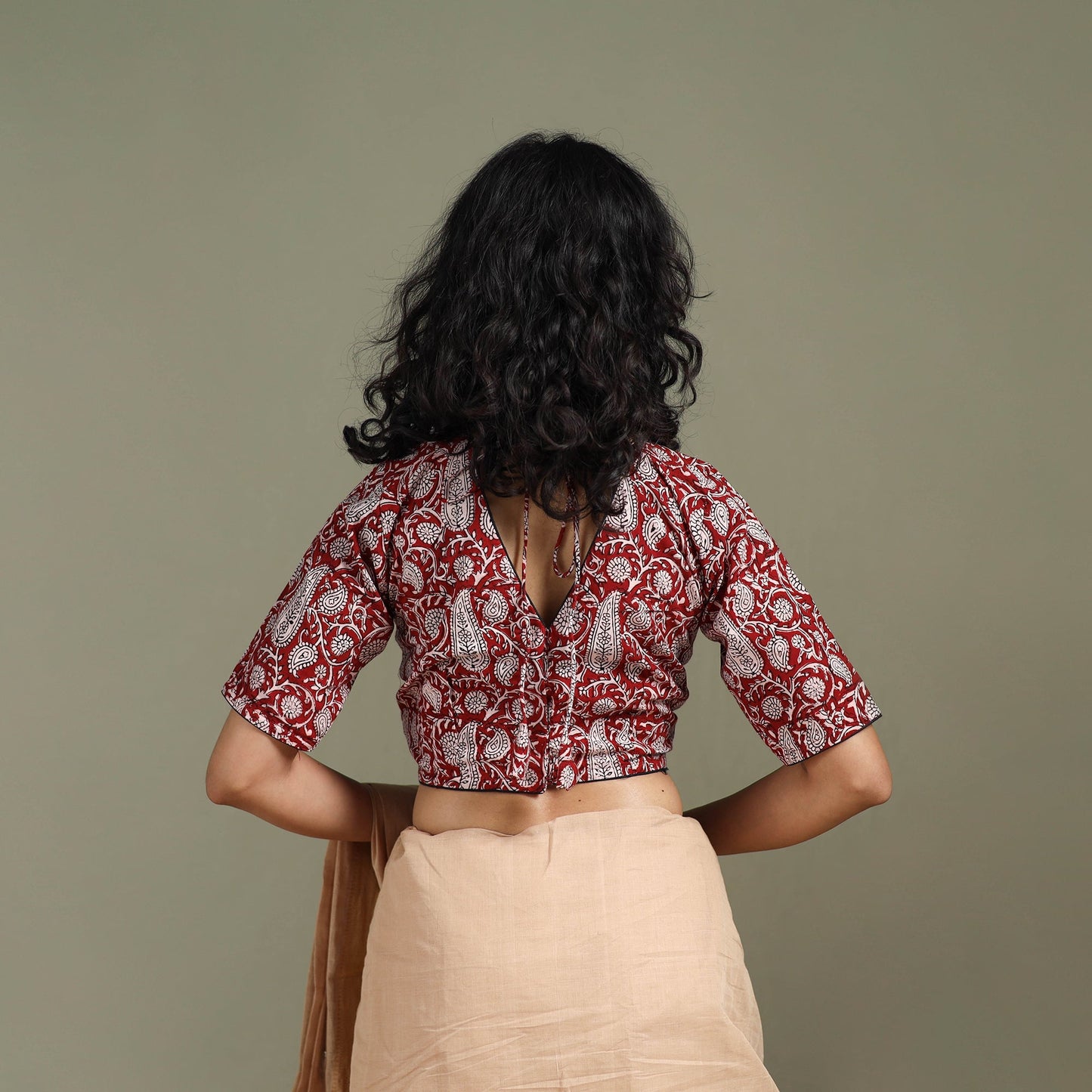 Hand block bagh print natural dyed cotton readymade blouse