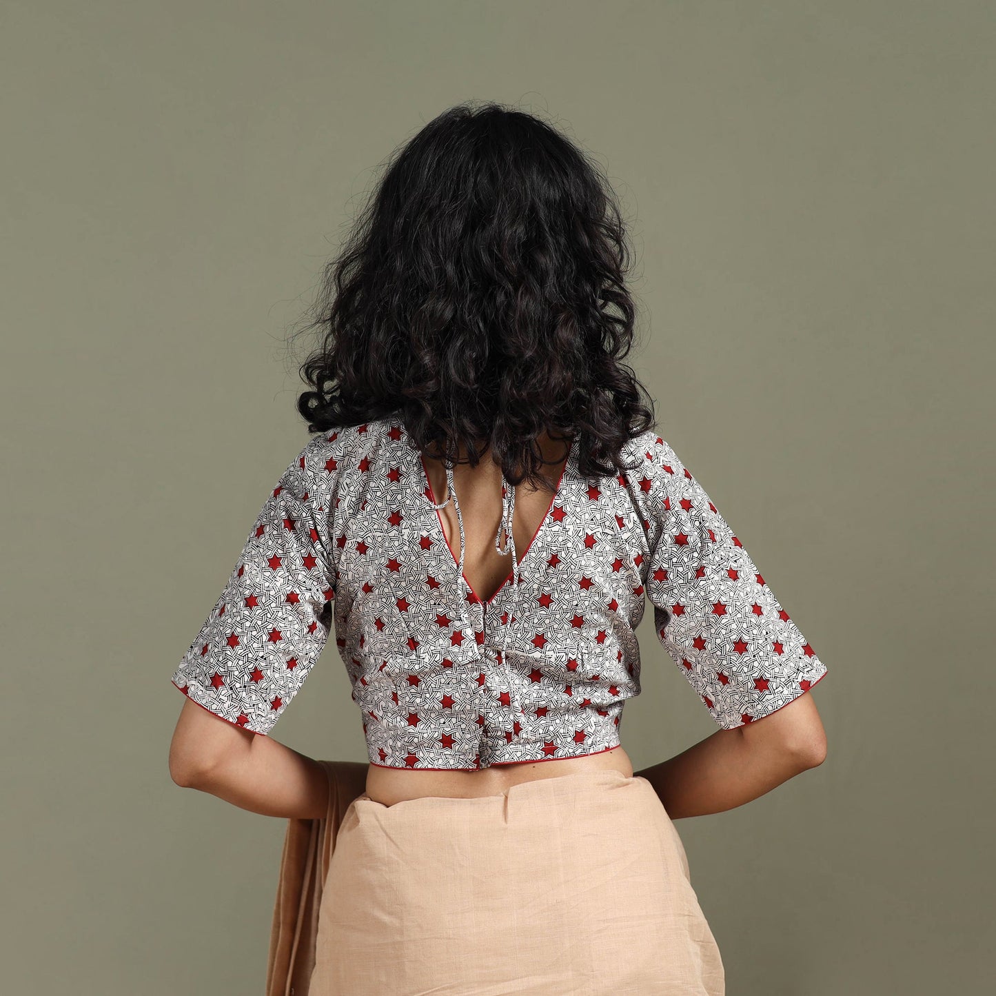 Hand block bagh print natural dyed cotton readymade blouse