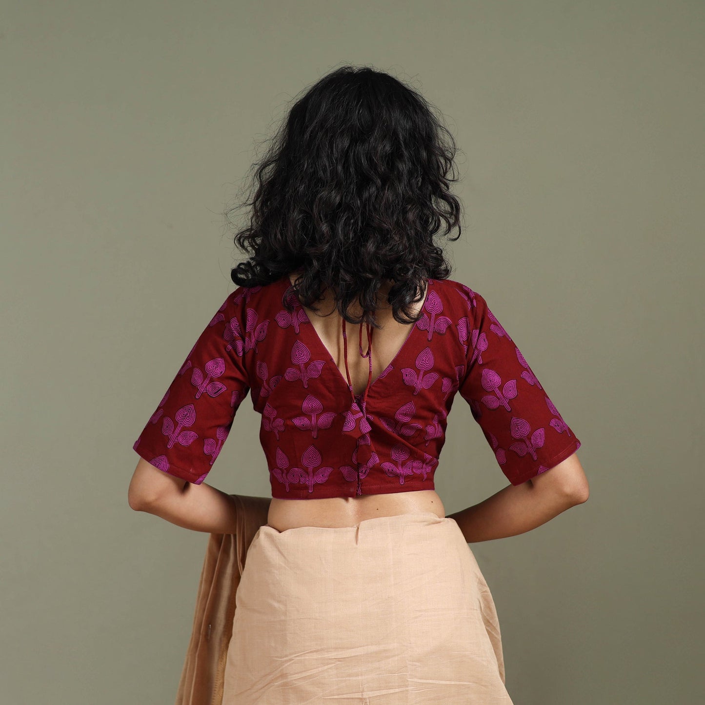 Hand block bagh print natural dyed cotton readymade blouse