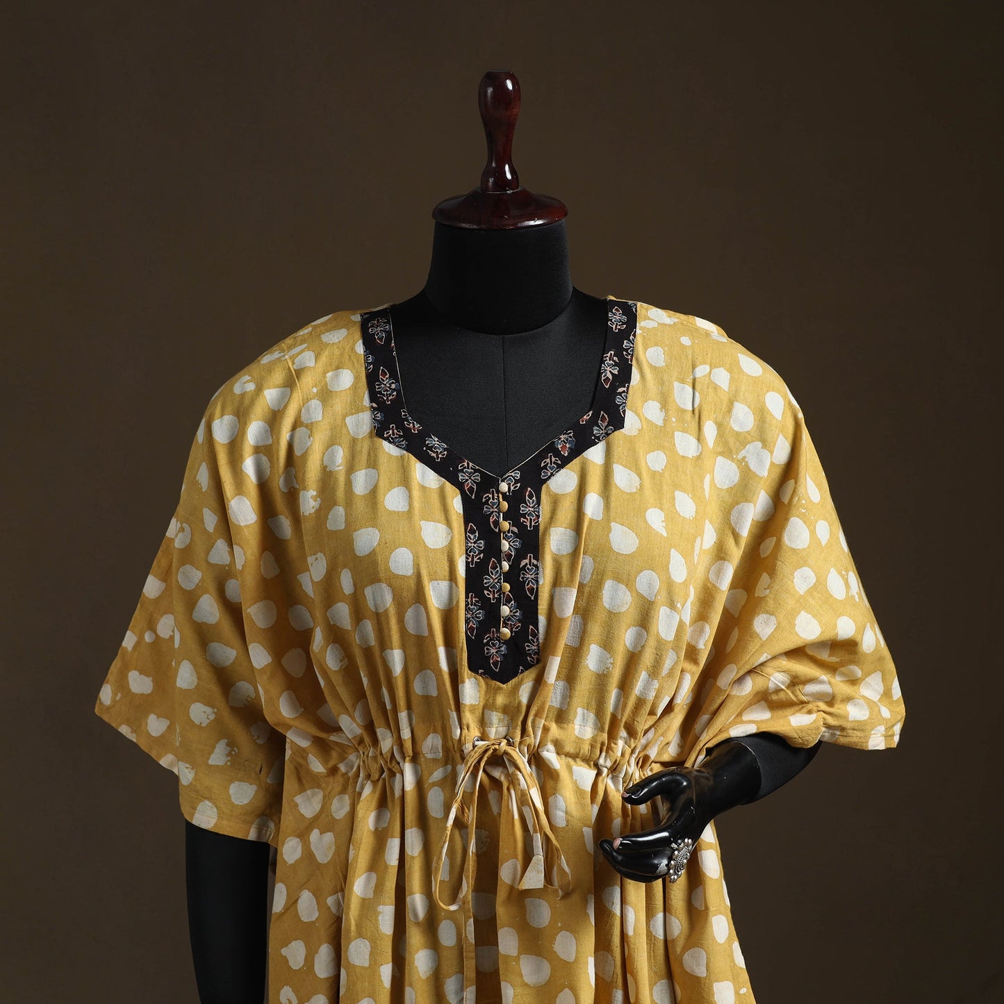 Hand block batik print patchwork cotton kaftan (short) 31