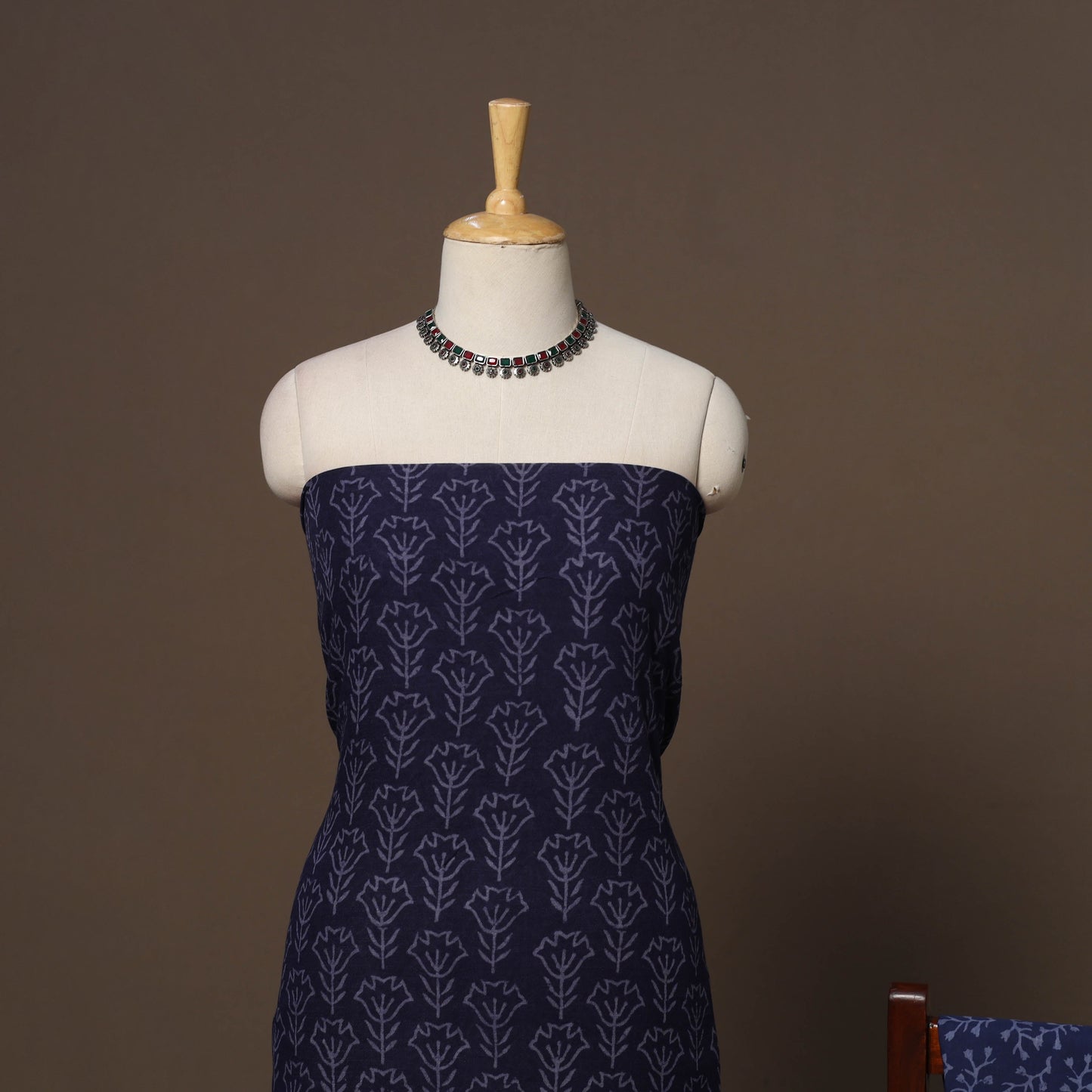 Hand block jaipur print linen 3pc unstitched dress material