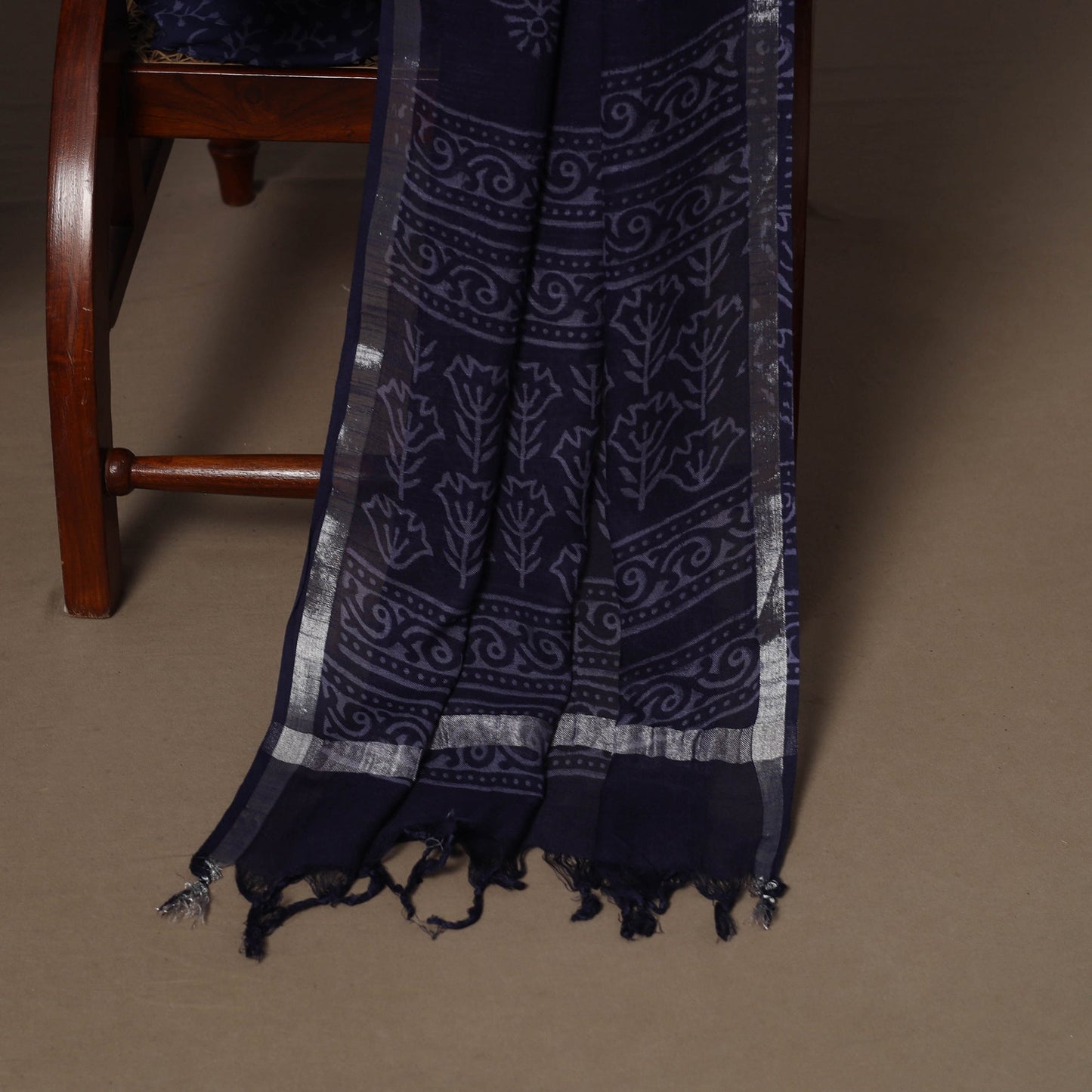 Hand block jaipur print linen 3pc unstitched dress material