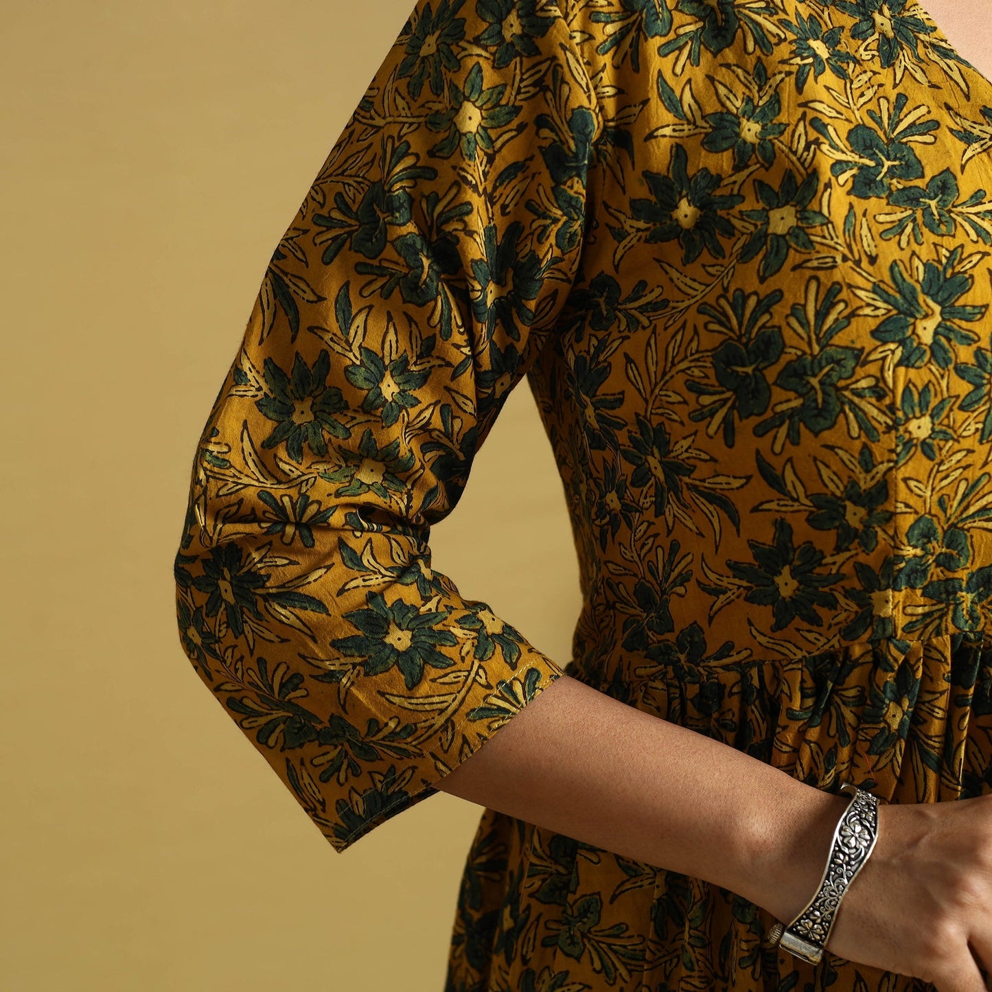 Blue Hand Block Print Cotton Flared Ajrakh Dress