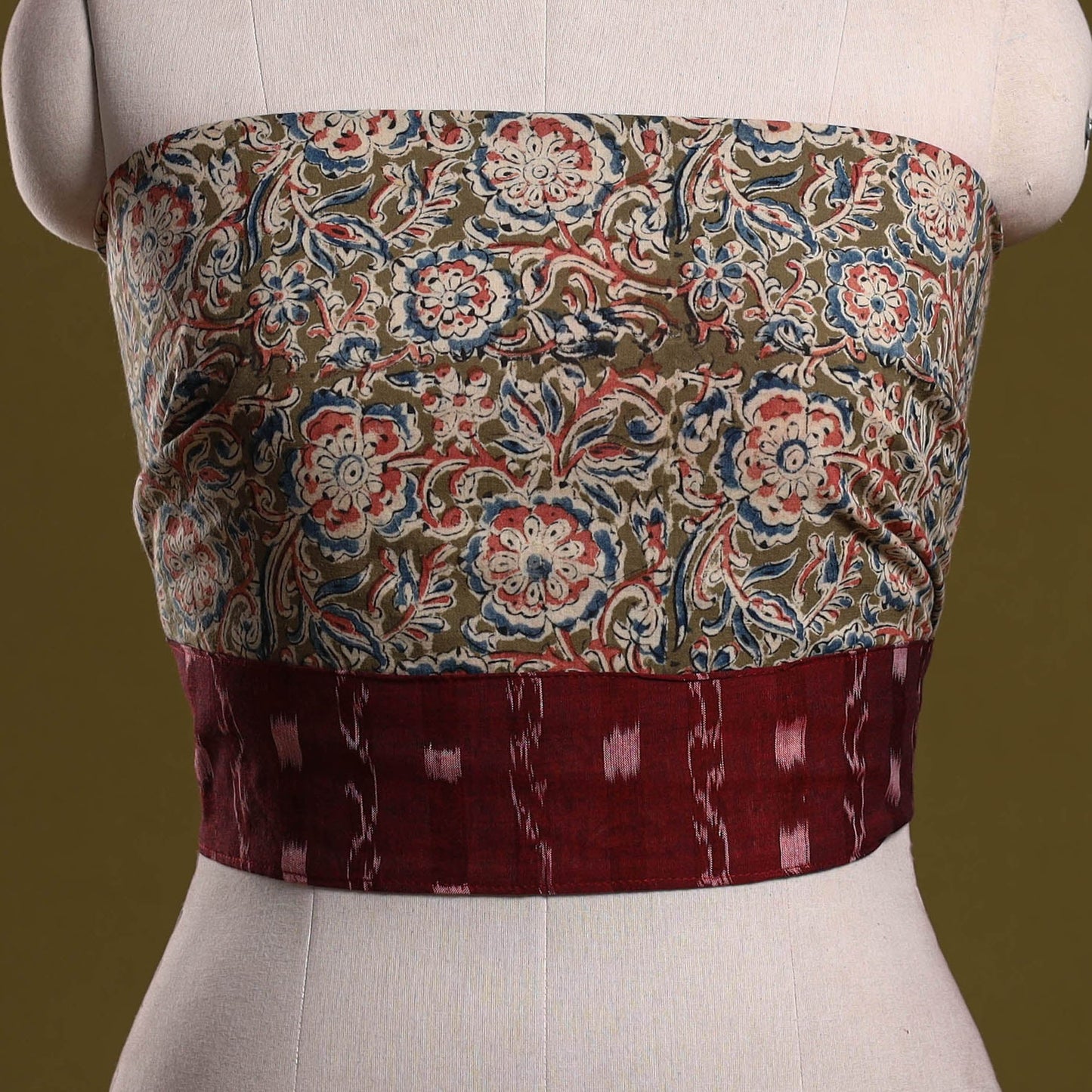 Hand block print cotton kalamkari blouse piece 50