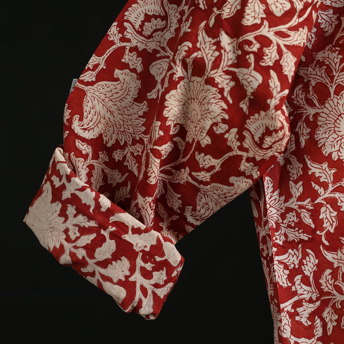 Hand block print natural dyed cotton short bagru kurta