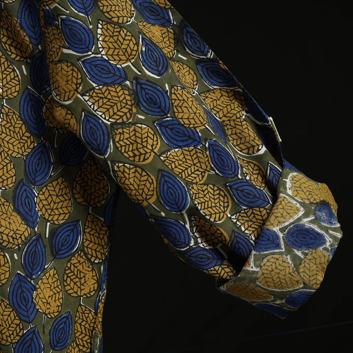 Hand block print natural dyed cotton short bagru kurta