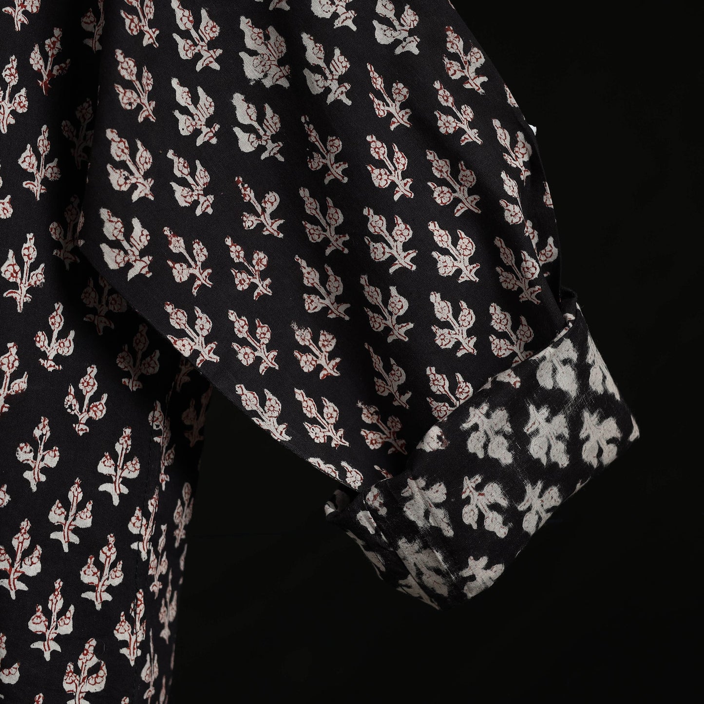 Hand block print natural dyed cotton short bagru kurta