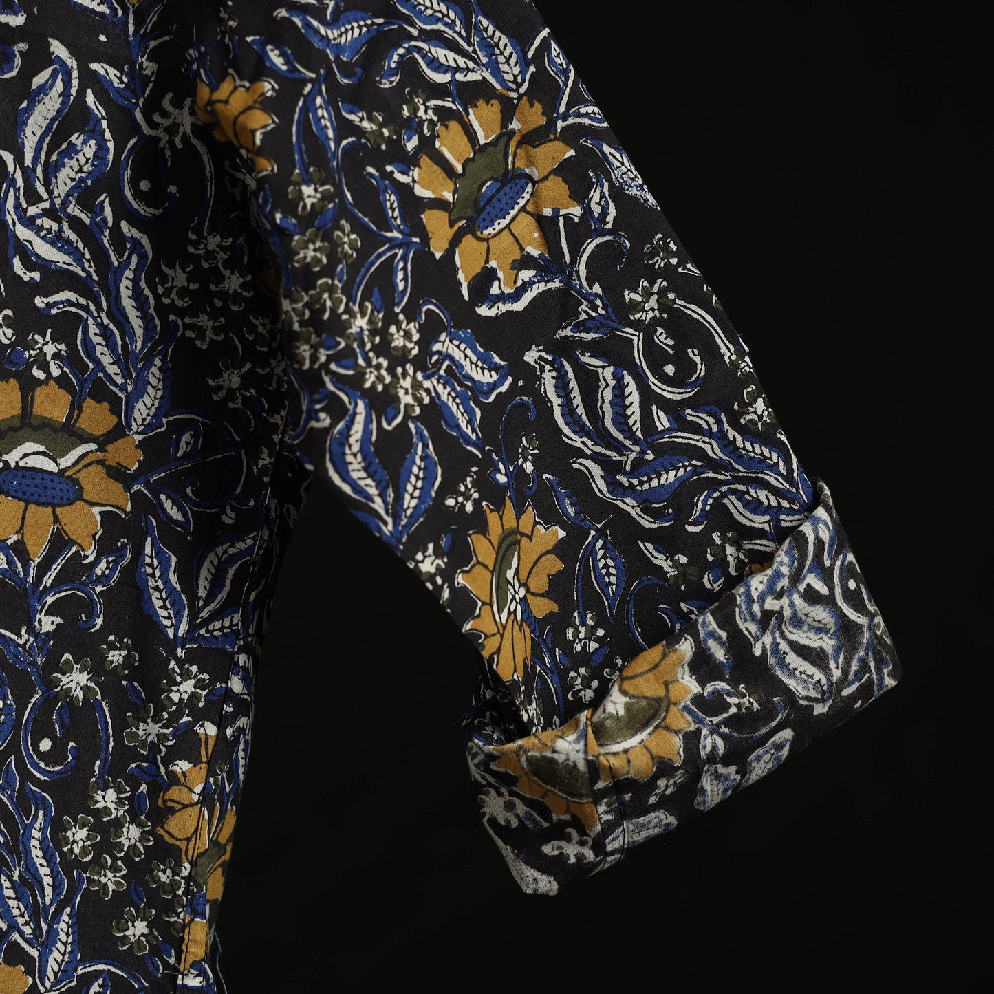 Hand block print natural dyed cotton short bagru kurta